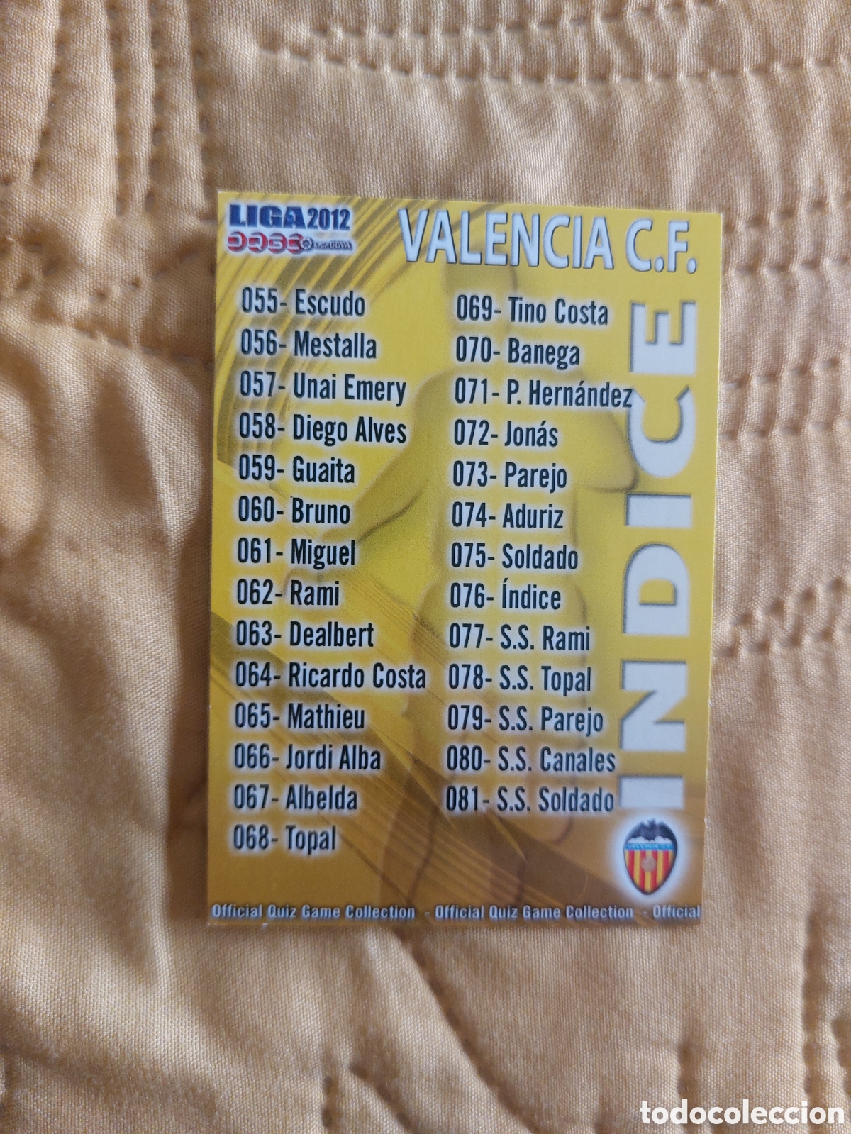 Cartes &agrave; collectionner de Football: 76 INDICE VALENCIA MUNDICROMO FICHAS LIGA 2011 2012 11 12