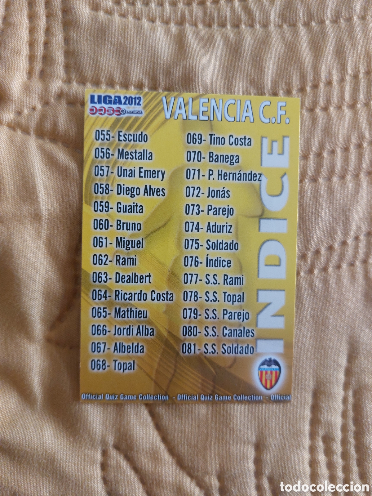 Cartes &agrave; collectionner de Football: 76 INDICE VALENCIA MUNDICROMO FICHAS LIGA 2011 2012 11 12