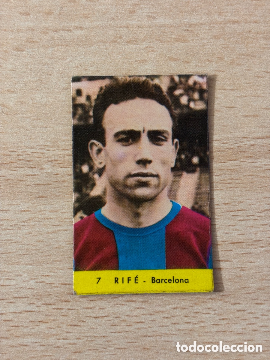 Football Stickers: # 7 Rif&eacute; Barcelona. Figuras del deporte. Ed. M. Ram&iacute;rez 1968 sin pegar