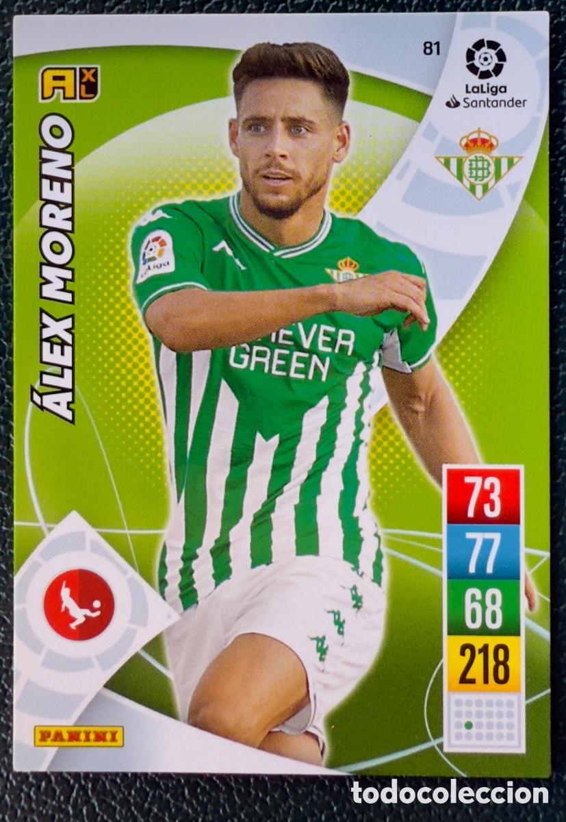 Cartes &agrave; collectionner de Football: 81 ALEX MORENO REAL BETIS FICHAS ALBUM ADRENALYN XL 2021 2022 21 22