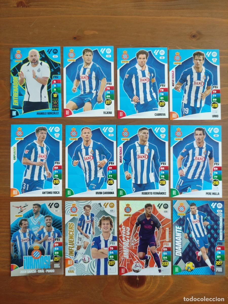 Fu&szlig;ball-Sticker: ADRENALYN XL 2024-25. LOTE 12 CARTAS R.C.D. ESPA&Ntilde;OL.SIN REPETIR. NUEVAS DE SOBRE
