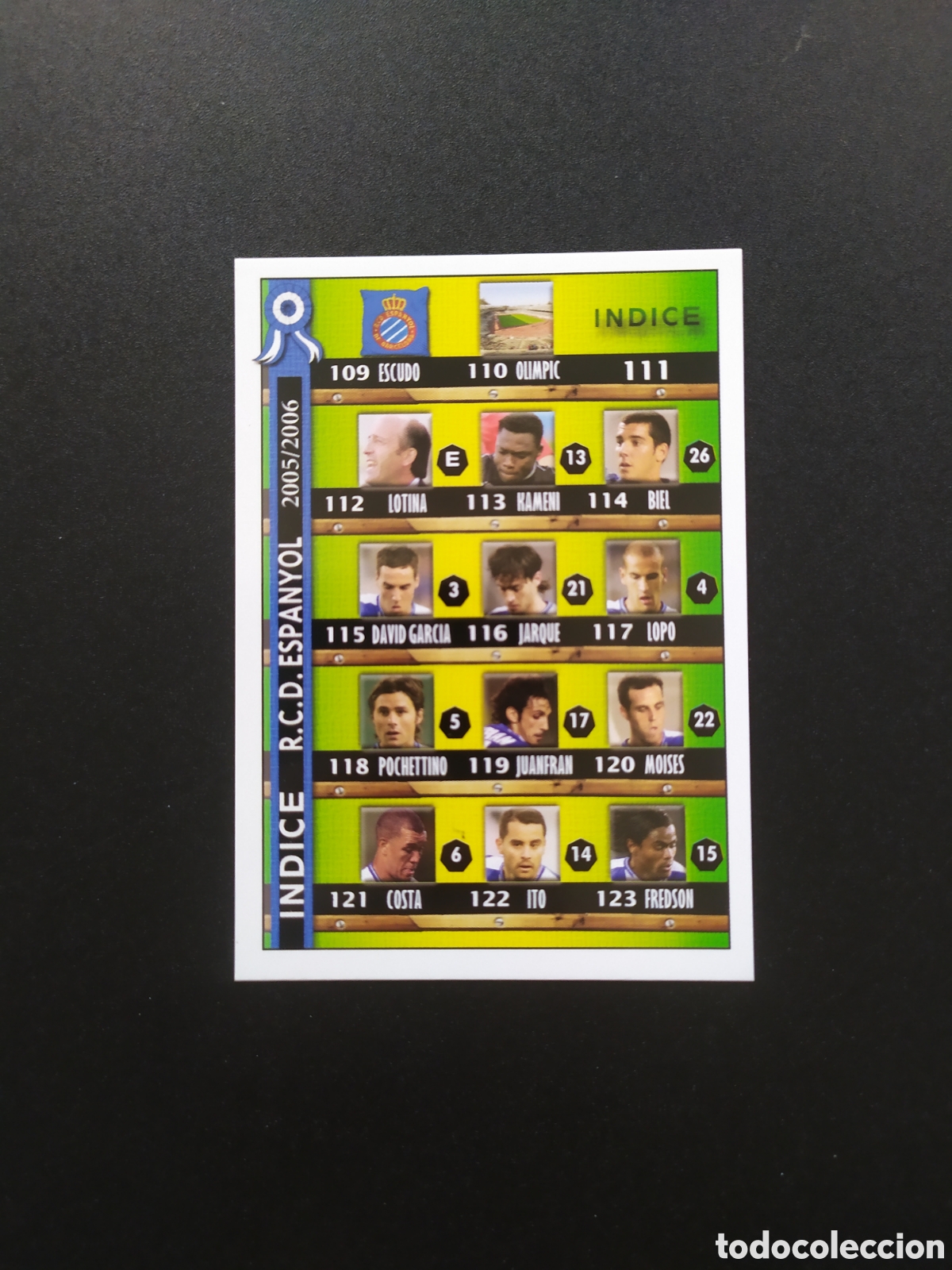 Cromos de f&uacute;tbol: Mundicromo fichas Liga 2005 2006 05 06 indice n&deg; 111 Espanyol