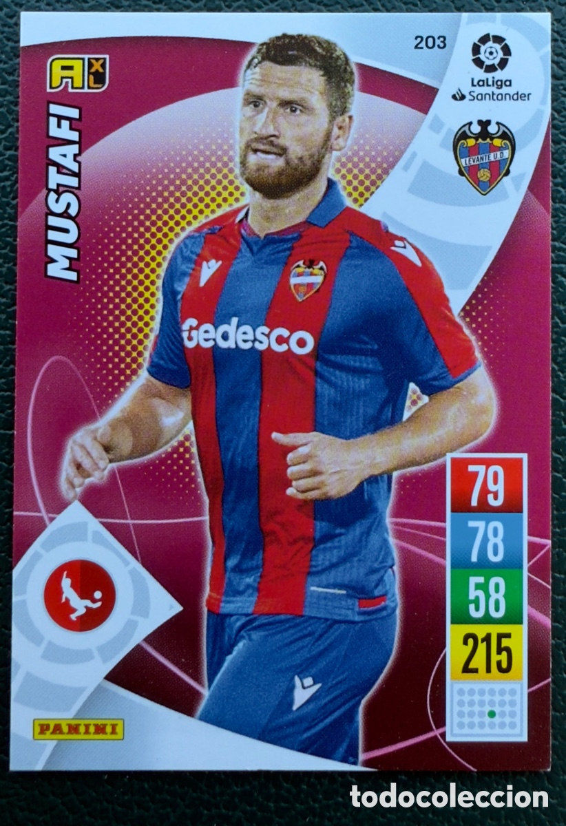 Fu&szlig;ball-Sticker: 203 MUSTAFI LEVANTE UD FICHAS ALBUM ADRENALYN XL 2021 2022 21 22