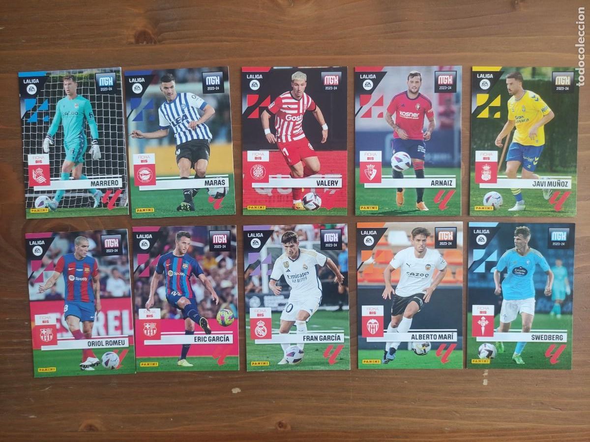 Cartes &agrave; collectionner de Football: MGK 2023-24. LOTE 10 CARTAS SIN REPETIR &rdquo;FICHA BIS&rdquo;. NUEVAS DE SOBRE. LAS DE LAS FOTOS
