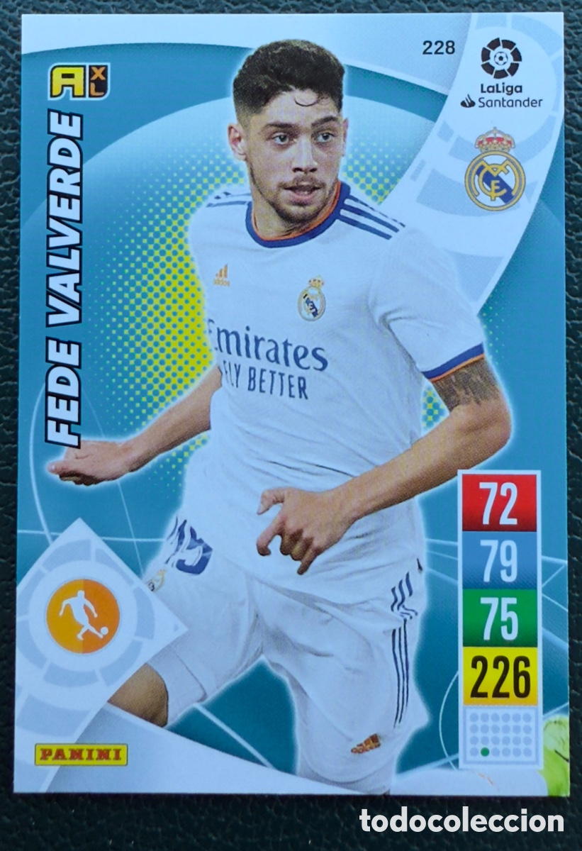 Fu&szlig;ball-Sticker: 228 FEDE VALVERDE REAL MADRID FICHAS ALBUM ADRENALYN XL 2021 2022 21 22