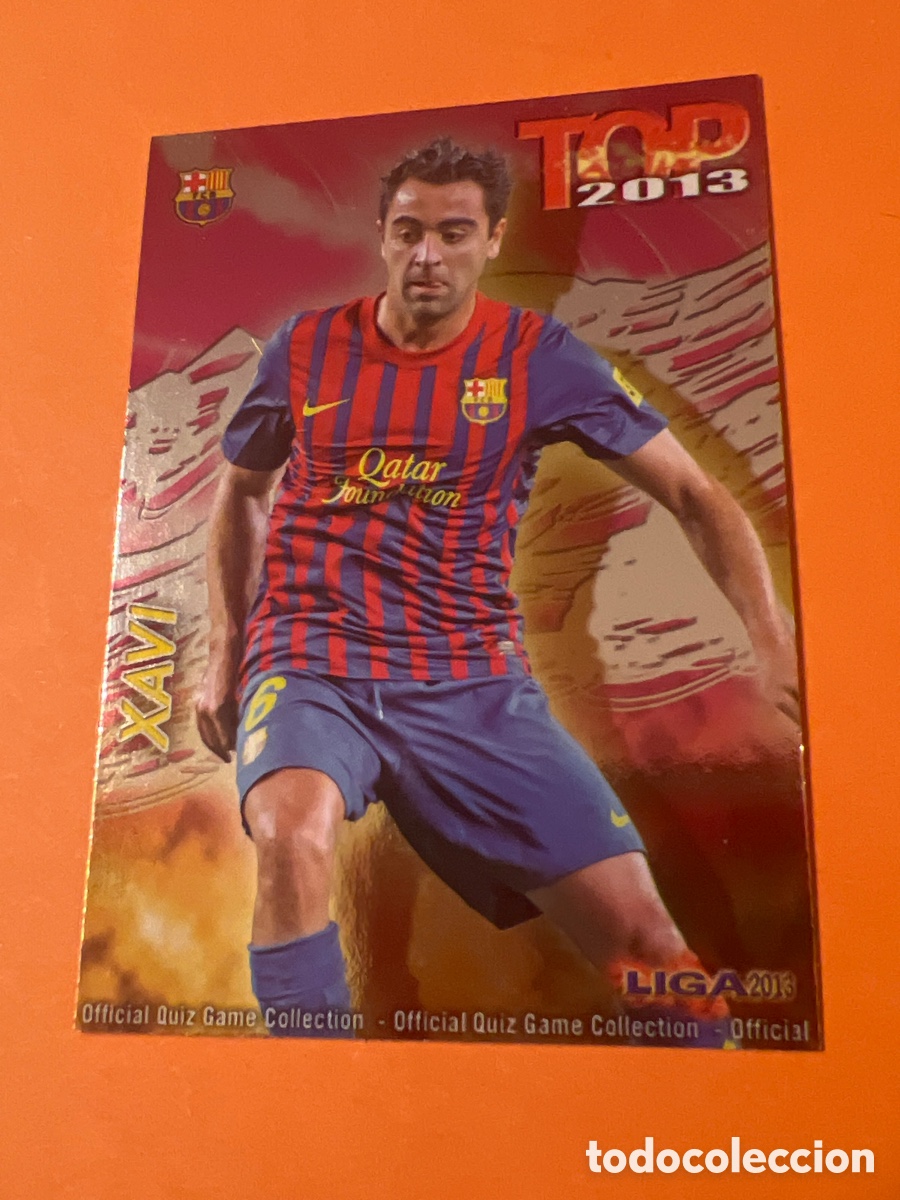 Figurine di Calcio: C9462. Cromo Mundicromo QUIZ Las Fichas de la liga 2013 (2012/13) -XAVI- TOP 8 BRILLO n&uacute;mero 0605