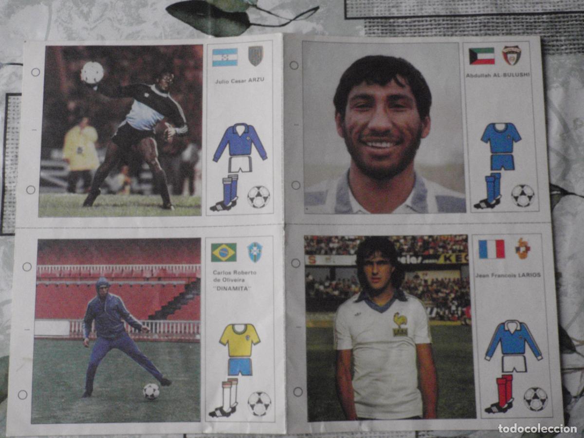 Cromos de f&uacute;tbol: L&aacute;mina con 4 fichas. LAS ESTRELLAS DEL MUNDIAL 82 - Editorial Bruguera 1982