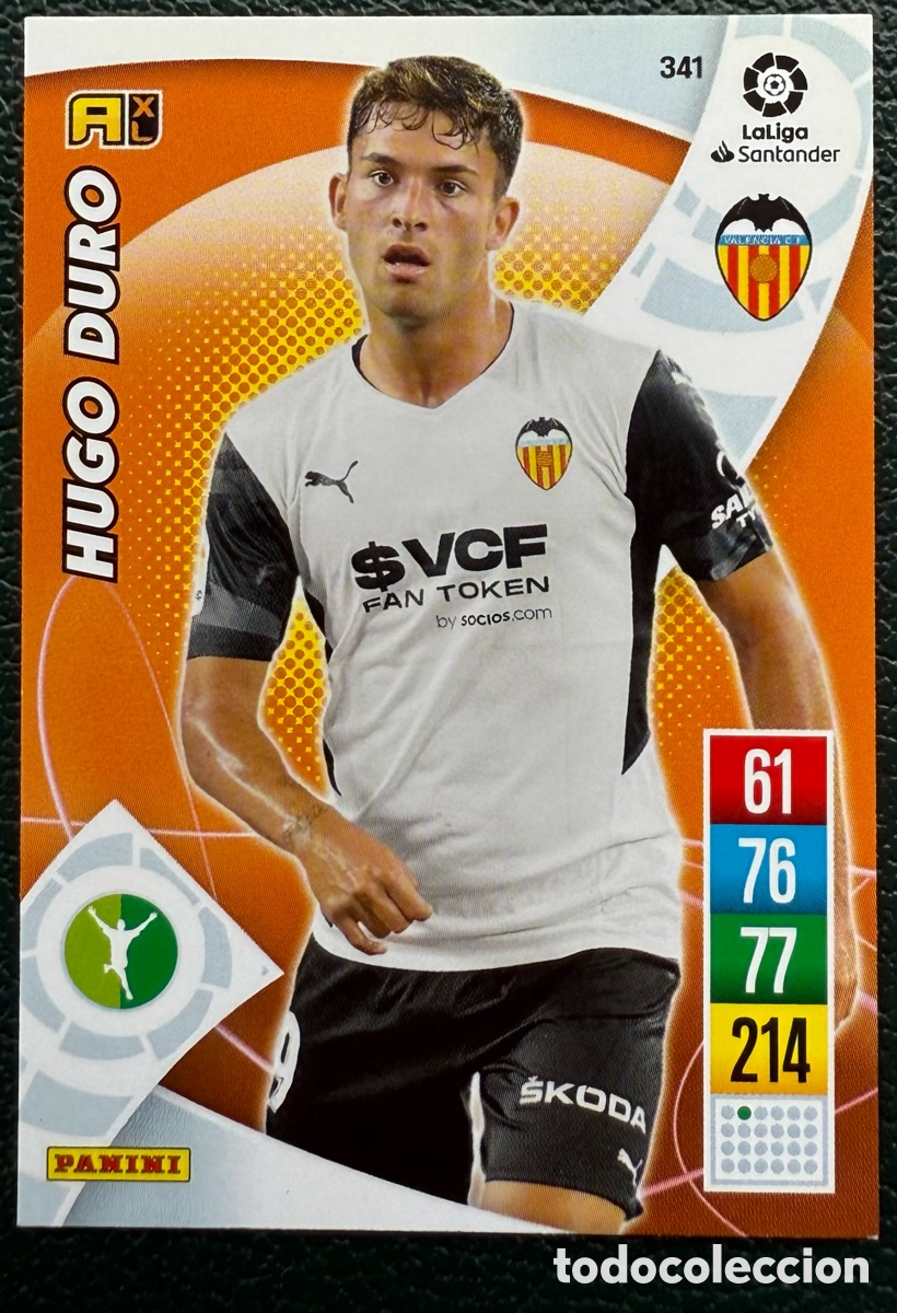Fu&szlig;ball-Sticker: 341 HUGO DURO VALENCIA CF FICHAS ALBUM ADRENALYN XL 2021 2022 21 22