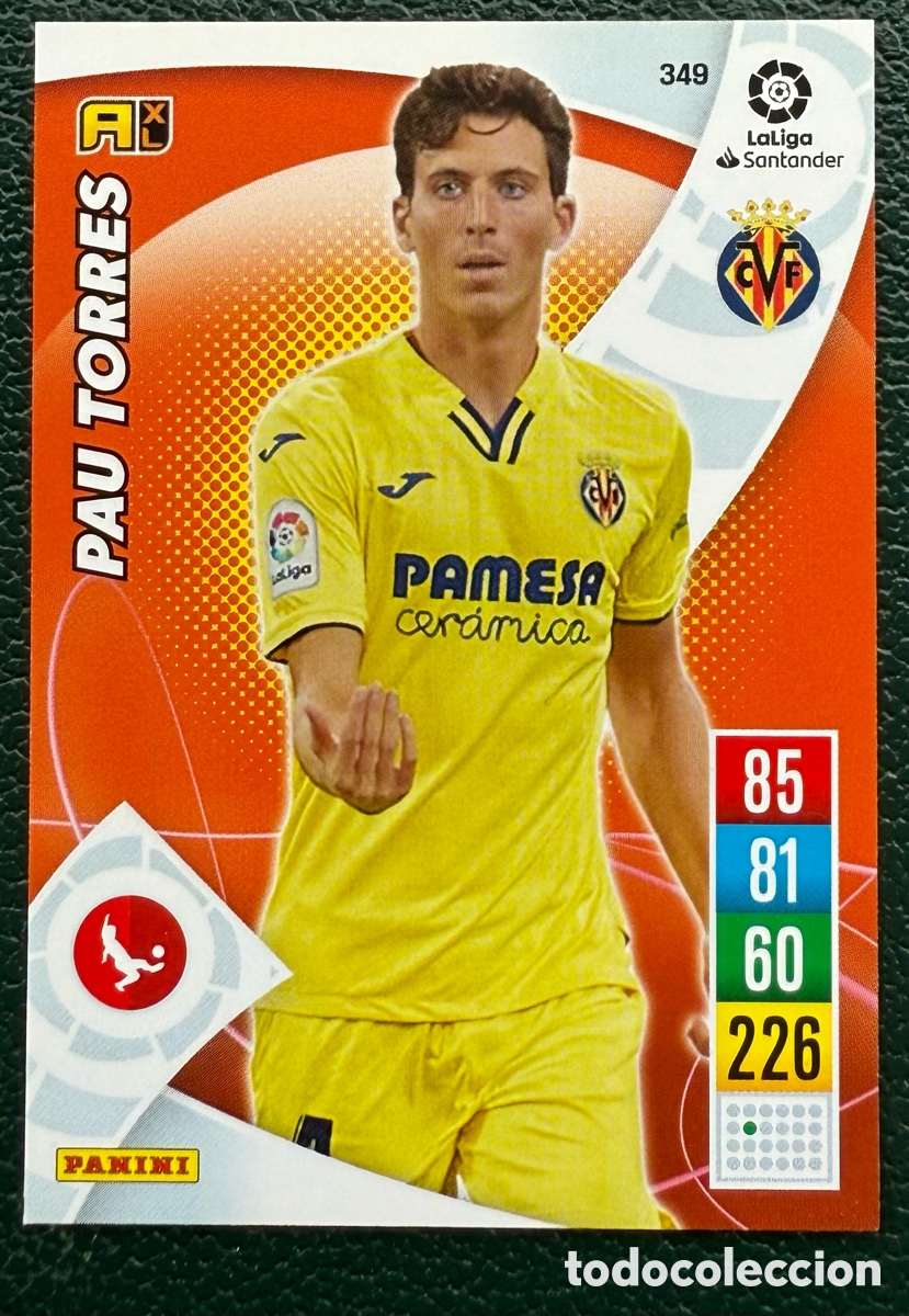 Fu&szlig;ball-Sticker: 349 PAU TORRES VILLARREAL CF FICHAS ALBUM ADRENALYN XL 2021 2022 21 22