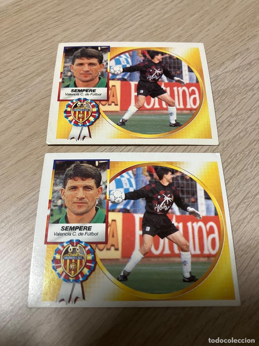 Cromos de f&uacute;tbol: Sempere doble versi&oacute;n Este 94-95. Error trasera imprenta. Sin pegar. - Foto 1