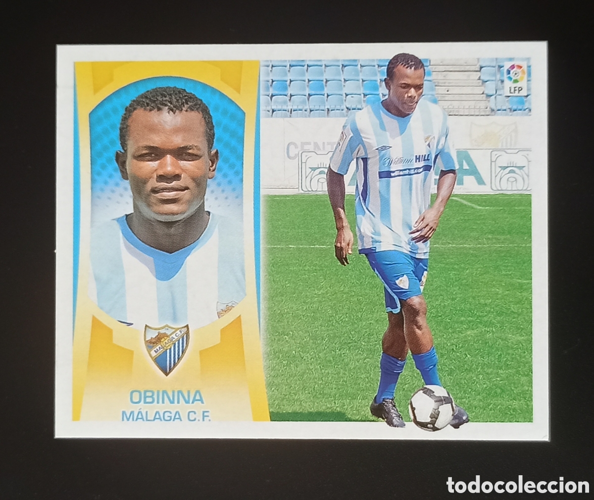 Cartes &agrave; collectionner de Football: 2009 2010 Liga Panini Este 09 10 Eric Obinna (M&aacute;laga) Fichaje 45. Doble trasera error