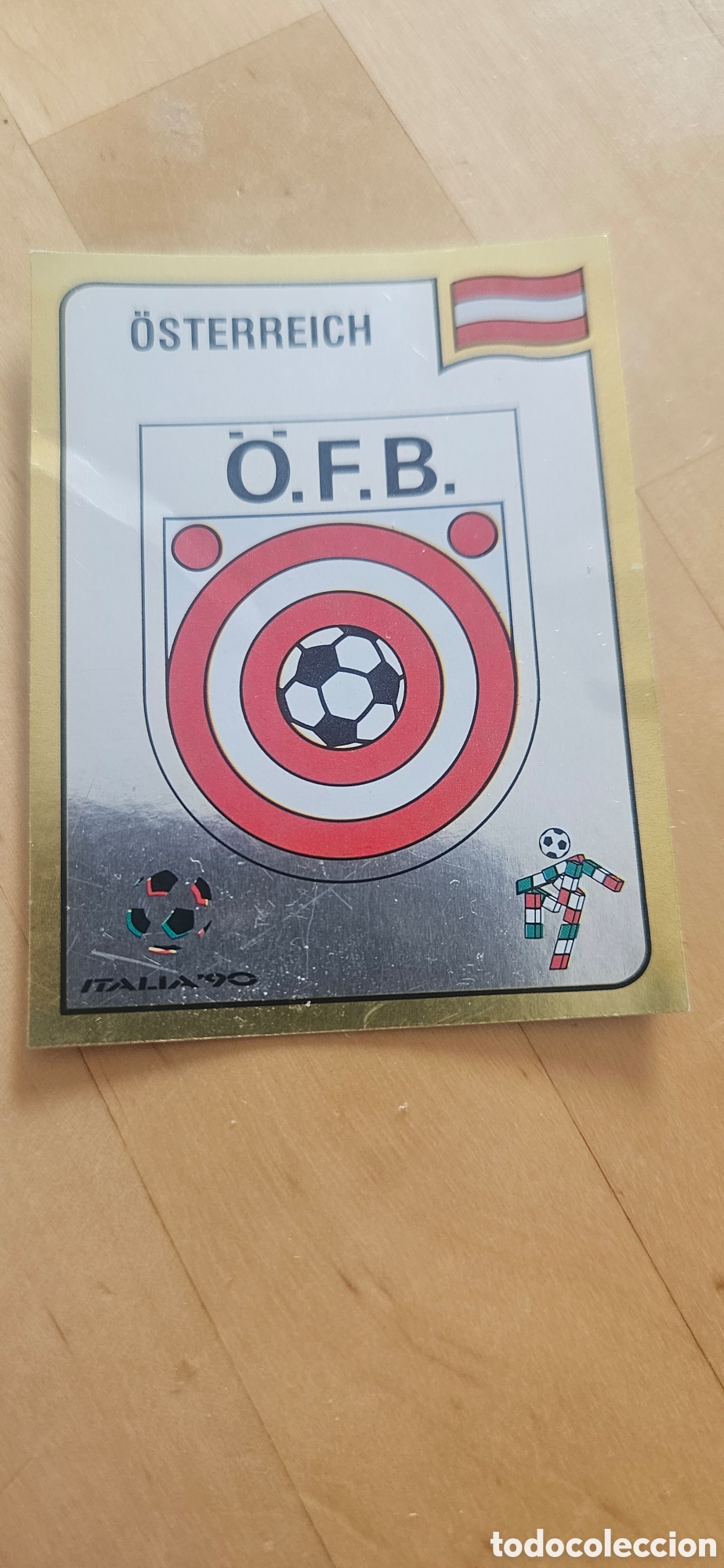 Cromos de F&uacute;tbol: Austria escudo 57 Italia 90 1990 sin pegar mundial Italia