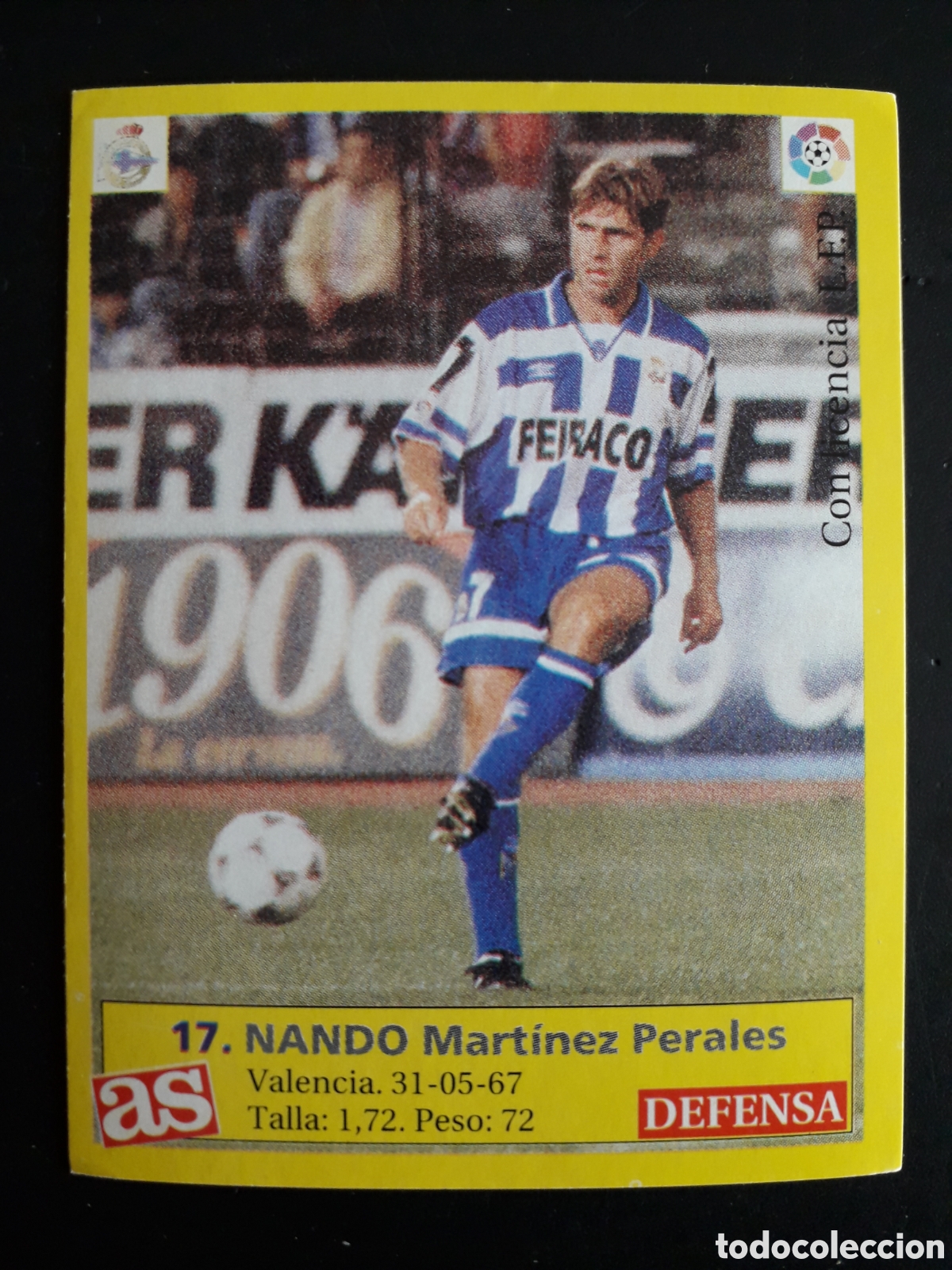 Cartes &agrave; collectionner de Football: NANDO DEPORTIVO DE LA CORU&Ntilde;A N&deg; 17 DIARIO AS LIGA 1995 1996 95 96 SIN PEGAR PEDIDO M&Iacute;NIMO 3&euro;