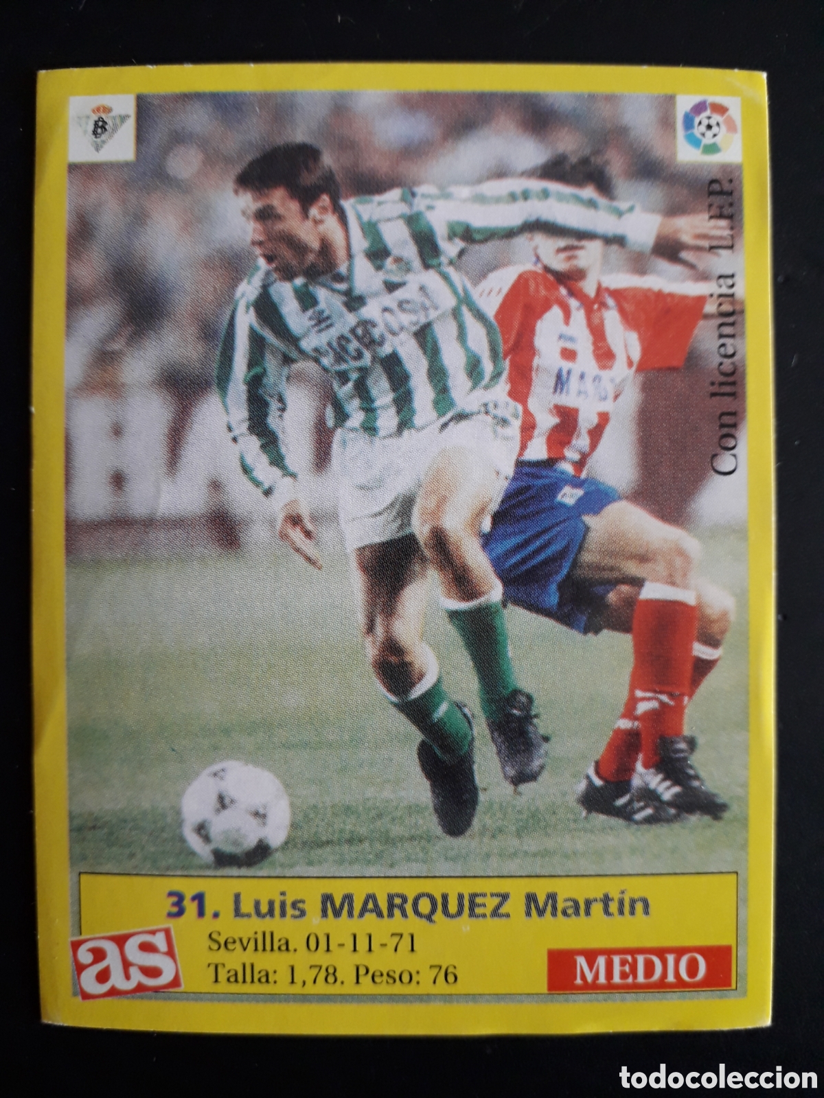 Cartes &agrave; collectionner de Football: M&Aacute;RQUEZ BETIS N&deg; 31 DIARIO AS LIGA 1995 1996 95 96 SIN PEGAR PEDIDO M&Iacute;NIMO 3&euro;