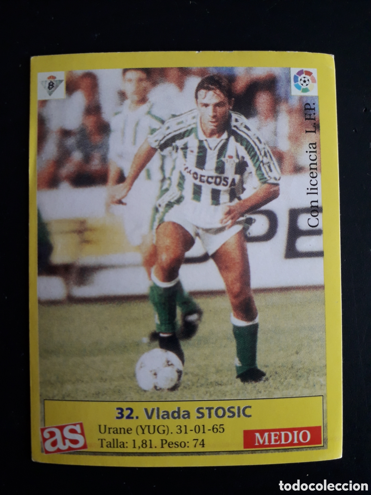 Cartes &agrave; collectionner de Football: STOSIC BETIS N&deg; 32 DIARIO AS LIGA 1995 1996 95 96 SIN PEGAR PEDIDO M&Iacute;NIMO 3&euro;
