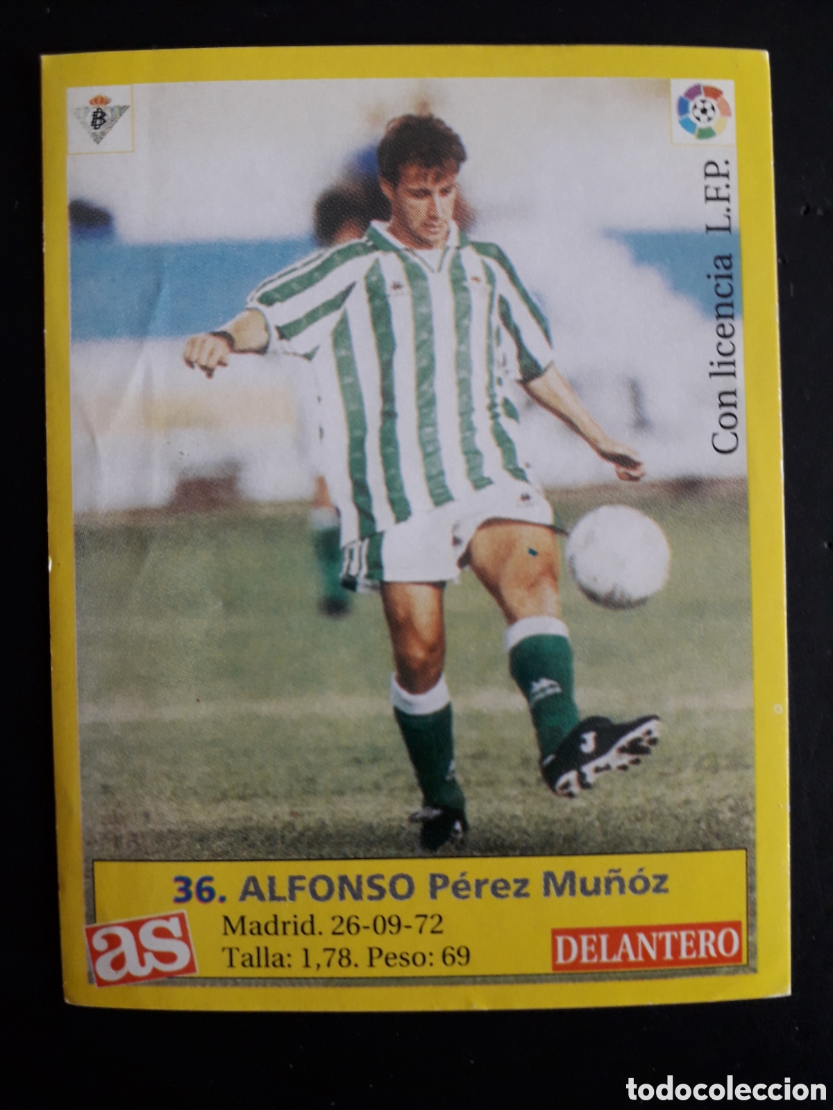 Cartes &agrave; collectionner de Football: ALFONSO BETIS N&deg; 36 DIARIO AS LIGA 1995 1996 95 96 SIN PEGAR PEDIDO M&Iacute;NIMO 3&euro;