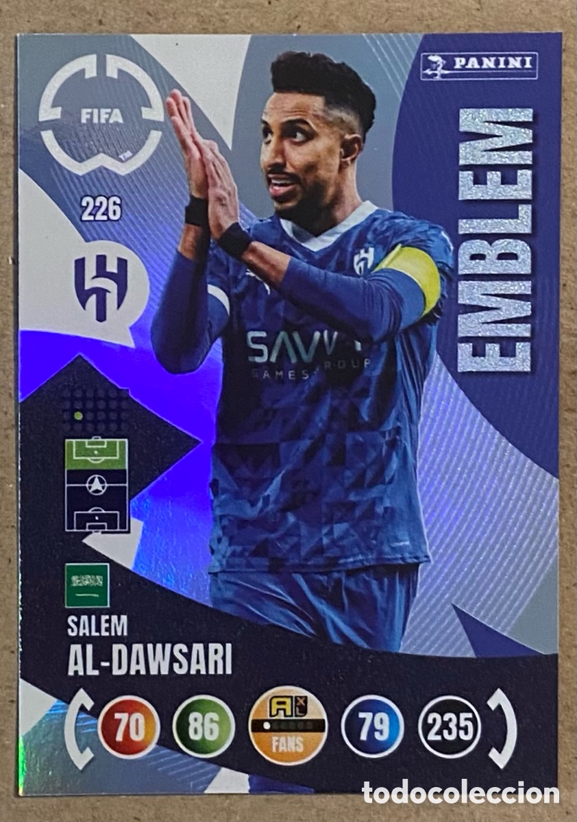Cartes &agrave; collectionner de Football: SALEM AL-DAWSARI (AL-HILAL). ADRENALYN 2025. CLUB WORLD CUP 25. EMBLEM.