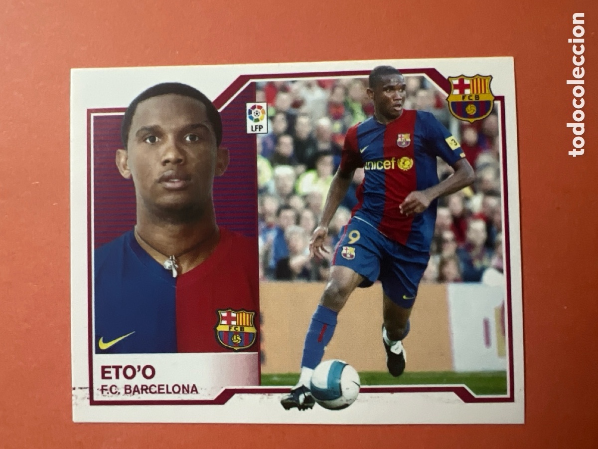 Fu&szlig;ball-Sticker: C10004. Cromo liga este 07/08. Eto'o. Barcelona. Nunca pegado.