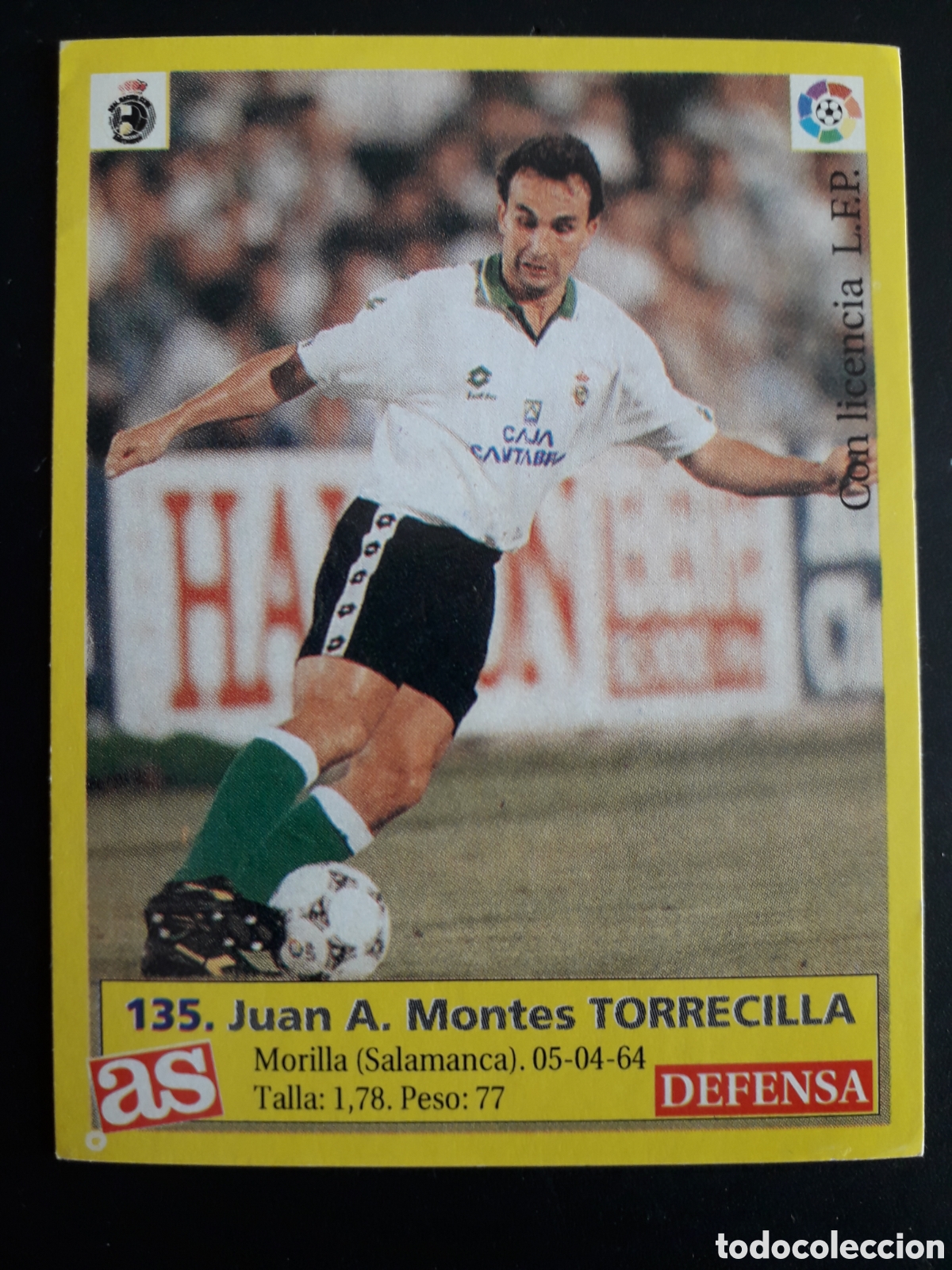 Football Stickers: TORRECILLA RACING DE SANTANDER N&deg; 135 DIARIO AS LIGA 1995 1996 95 96 SIN PEGAR PEDIDO M&Iacute;NIMO 3&euro;