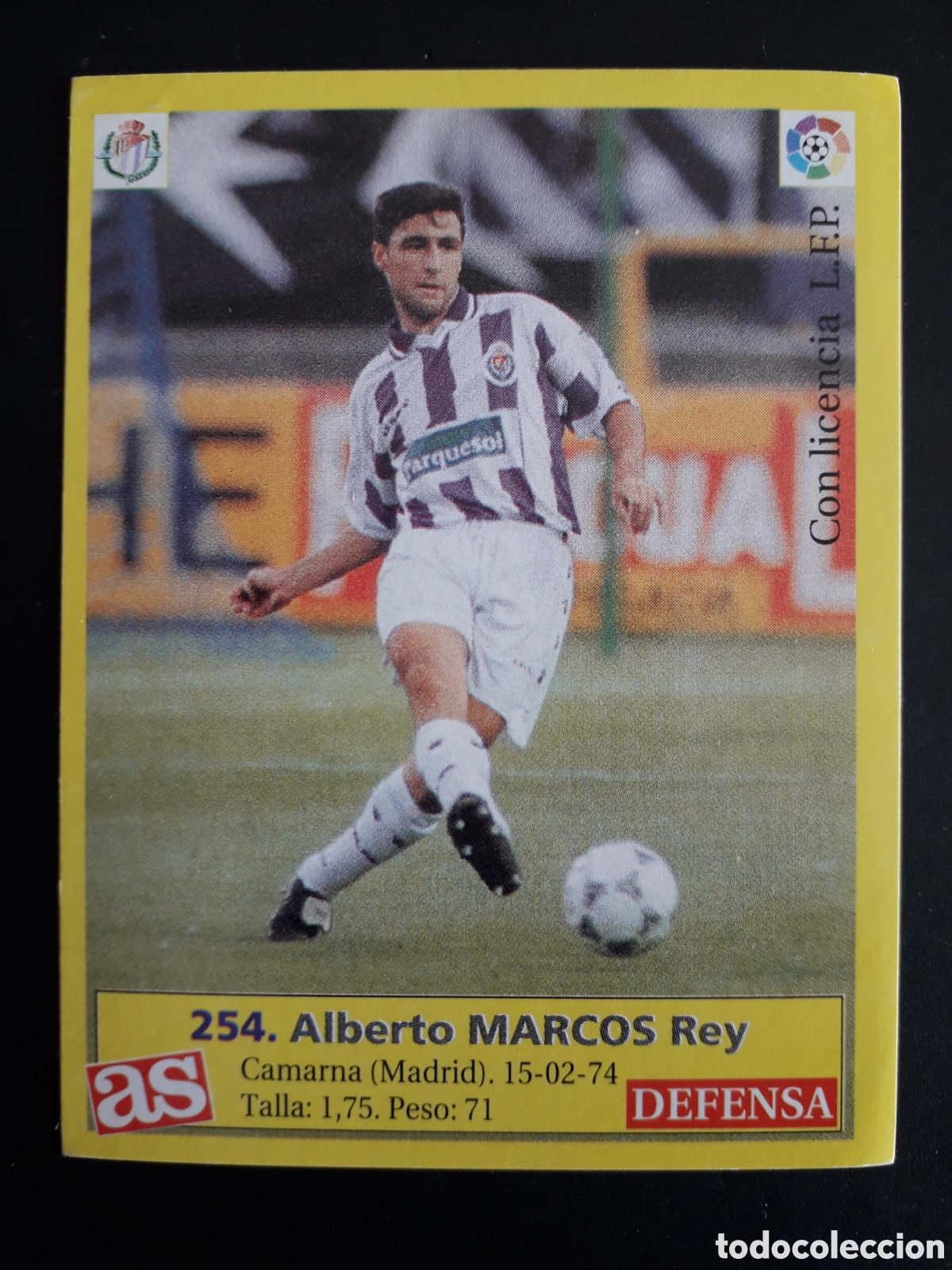 Cromos de F&uacute;tbol: MARCOS VALLADOLID N&deg; 254 DIARIO AS LIGA 1995 1996 95 96 SIN PEGAR PEDIDO M&Iacute;NIMO 3&euro;