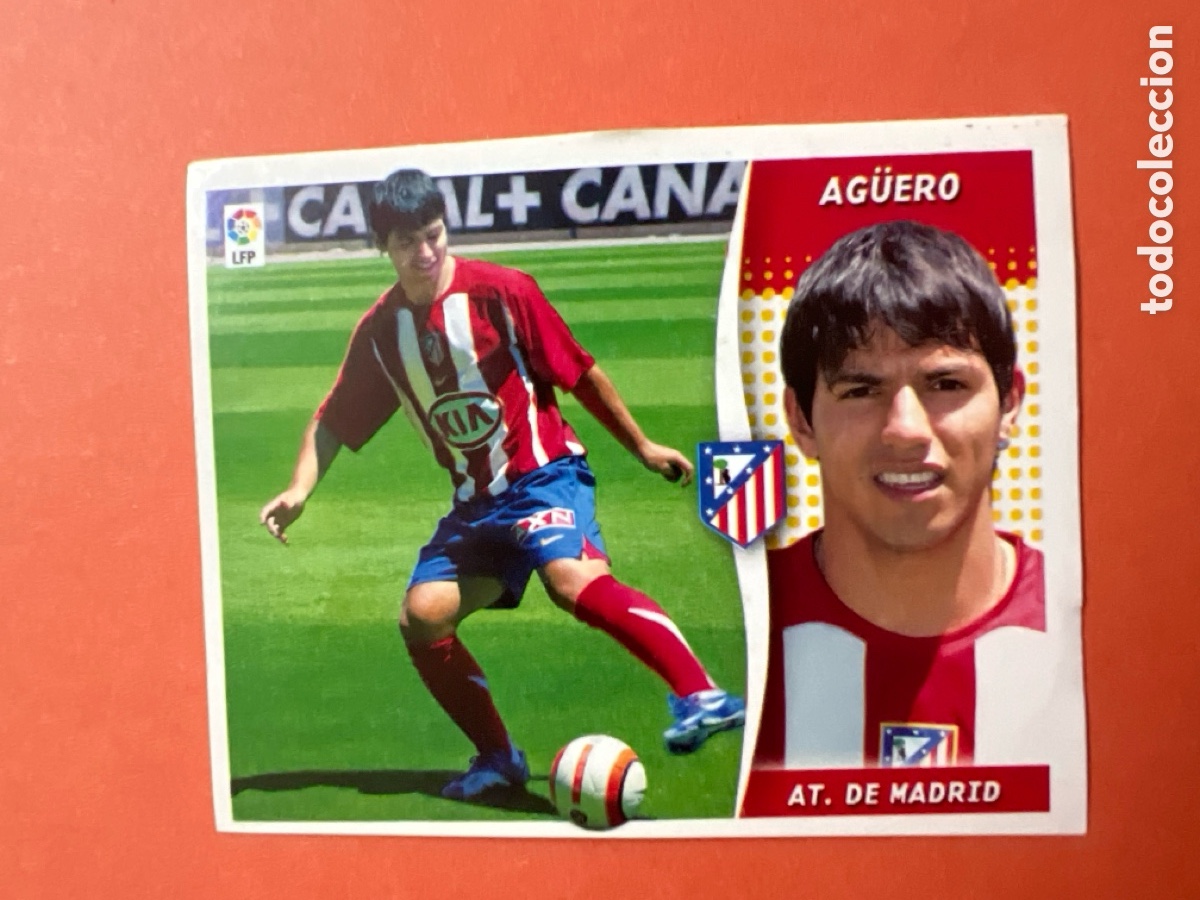 Fu&szlig;ball-Sticker: C1443. liga 2006-2007 este, fichaje 1 ag&uuml;ero - atletico de madrid, nuevo, nunca pegado,