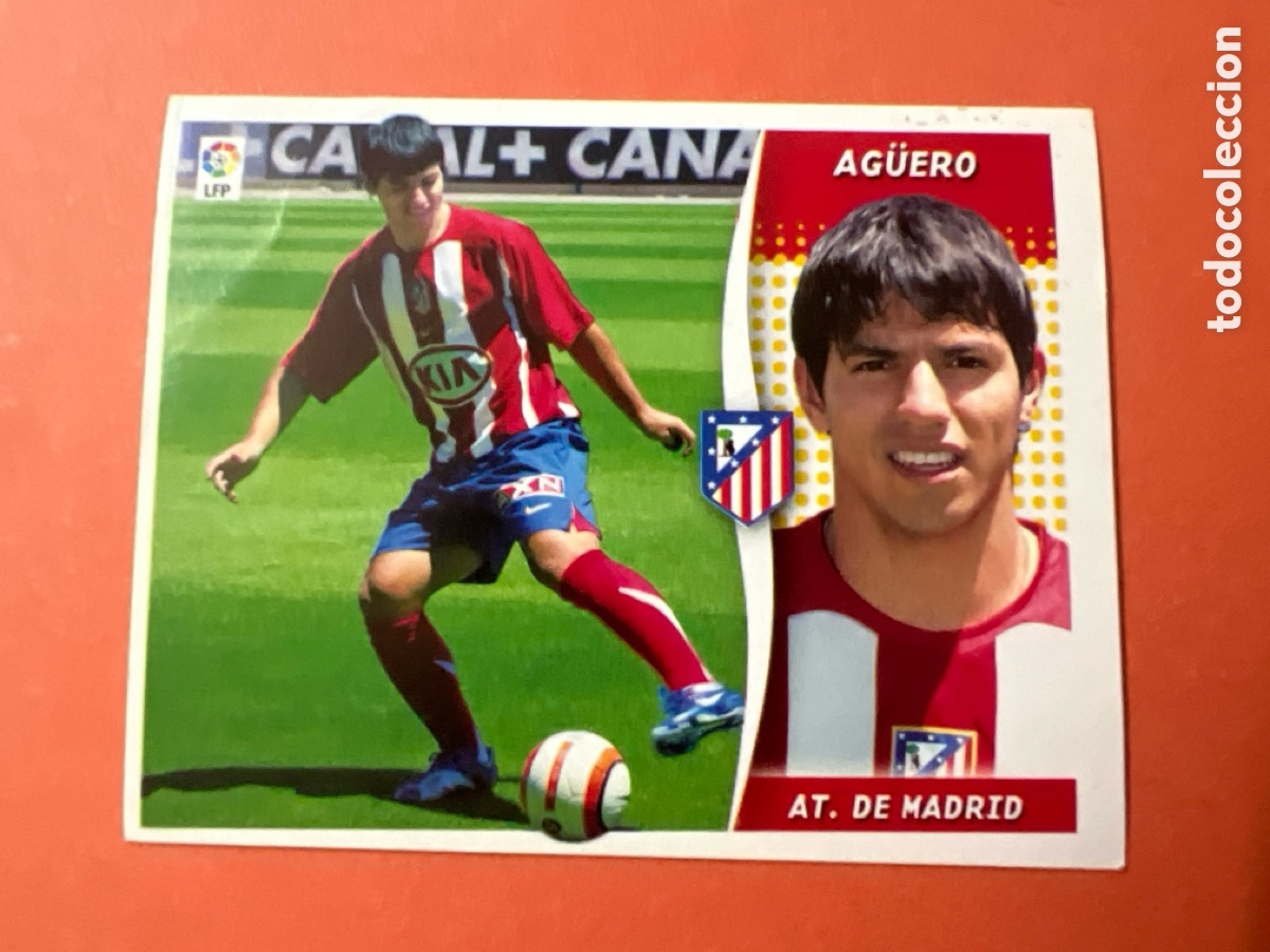 Figurine di Calcio: C1653. liga 2006-2007 este, fichaje 1 ag&uuml;ero - atletico de madrid, nuevo, nunca pegado,