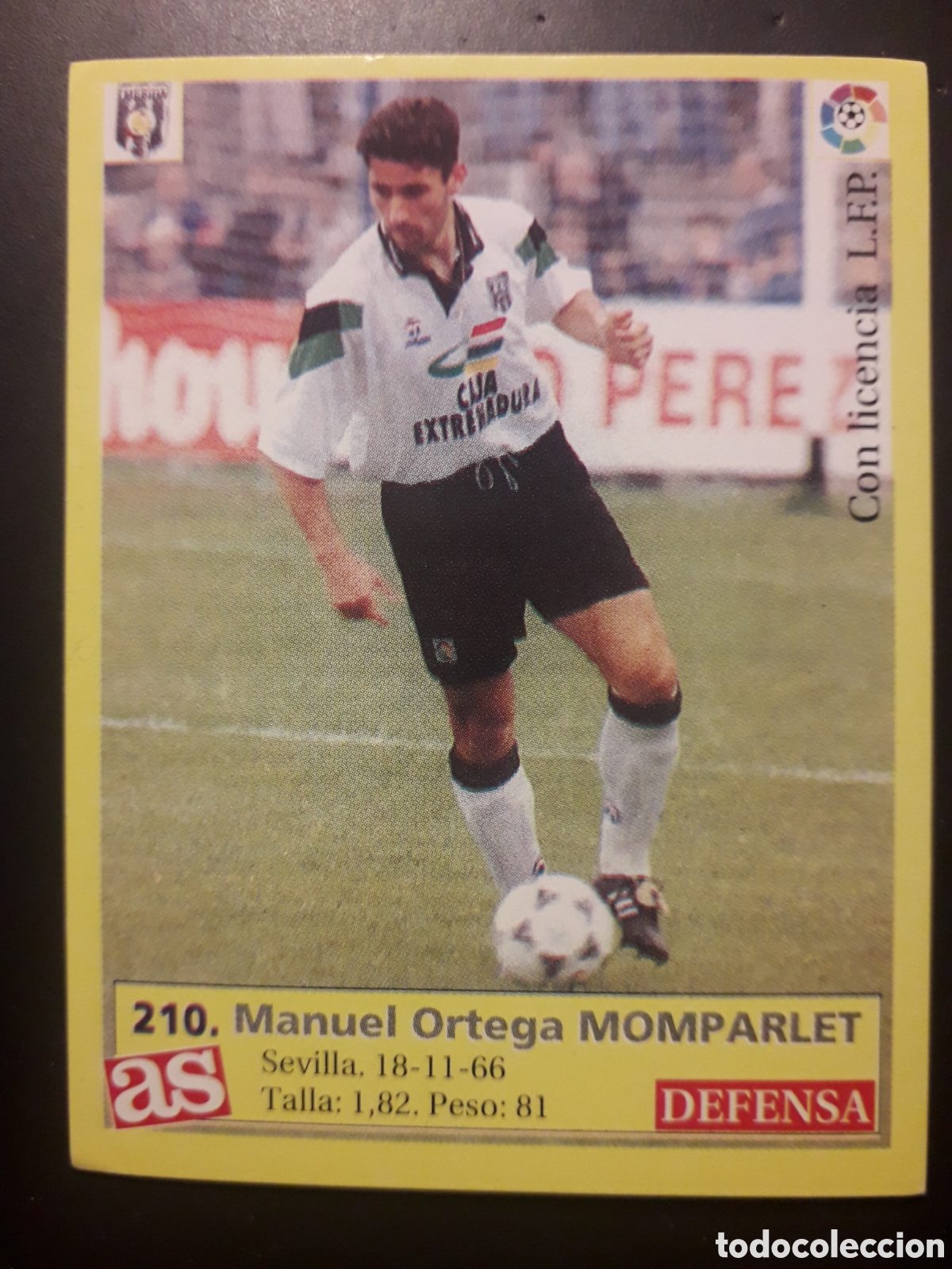Football Stickers: MOMPARLET M&Eacute;RIDA N&deg; 210 DIARIO AS LIGA 1995 1996 95 96 SIN PEGAR PEDIDO M&Iacute;NIMO 3&euro;