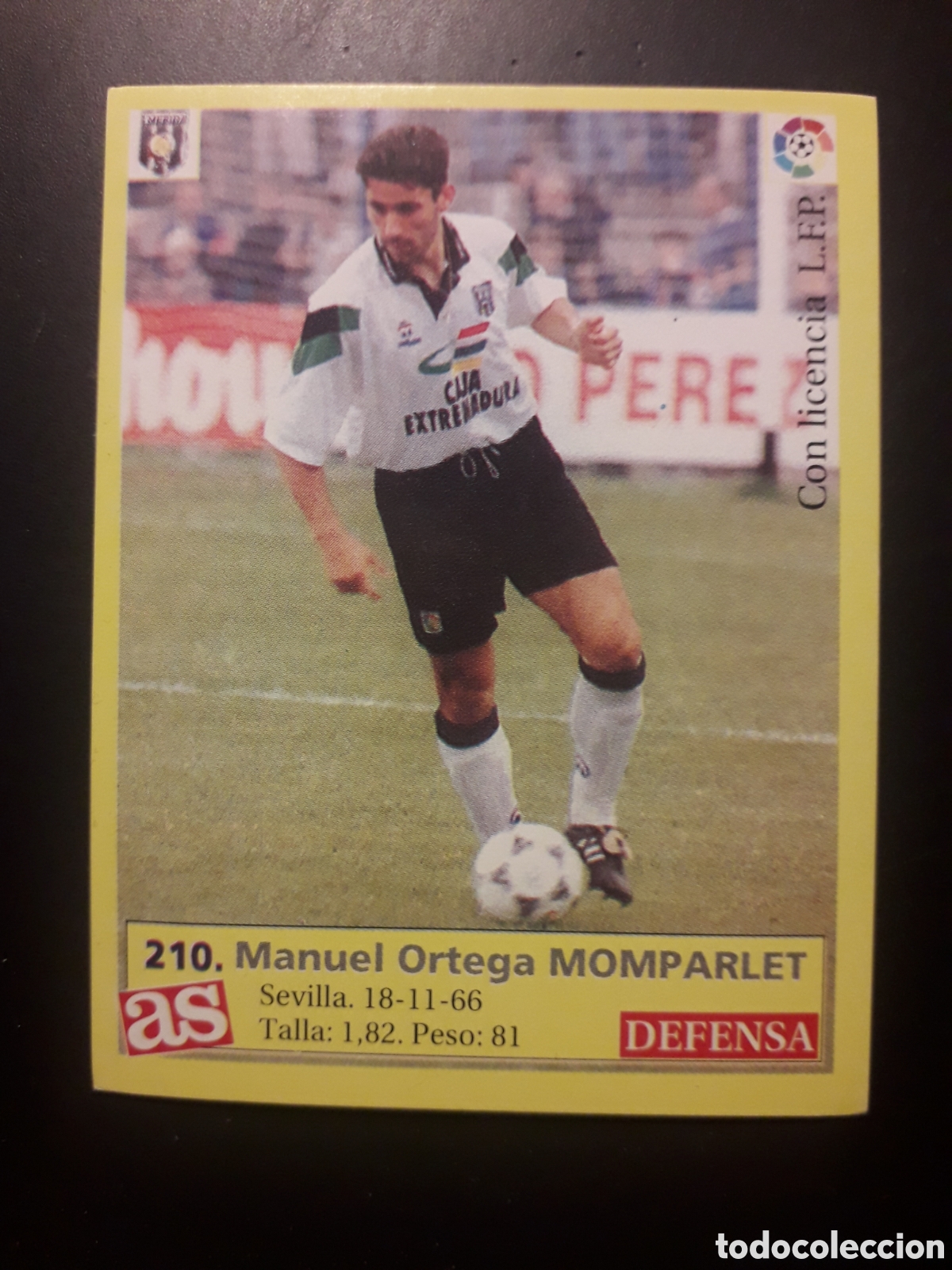 Football Stickers: MOMPARLET M&Eacute;RIDA N&deg; 210 DIARIO AS LIGA 1995 1996 95 96 SIN PEGAR PEDIDO M&Iacute;NIMO 3&euro;