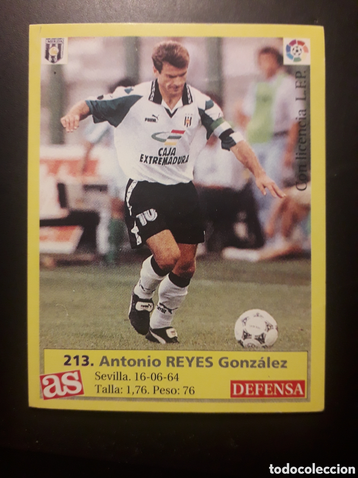 Football Stickers: REYES M&Eacute;RIDA N&deg; 213 DIARIO AS LIGA 1995 1996 95 96 SIN PEGAR PEDIDO M&Iacute;NIMO 3&euro;