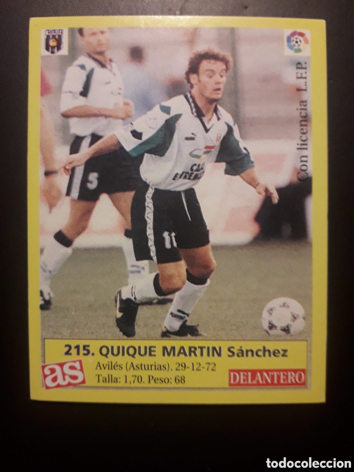 Football Stickers: QUIQUE MART&Iacute;N M&Eacute;RIDA N&deg; 215 DIARIO AS LIGA 1995 1996 95 96 SIN PEGAR PEDIDO M&Iacute;NIMO 3&euro;