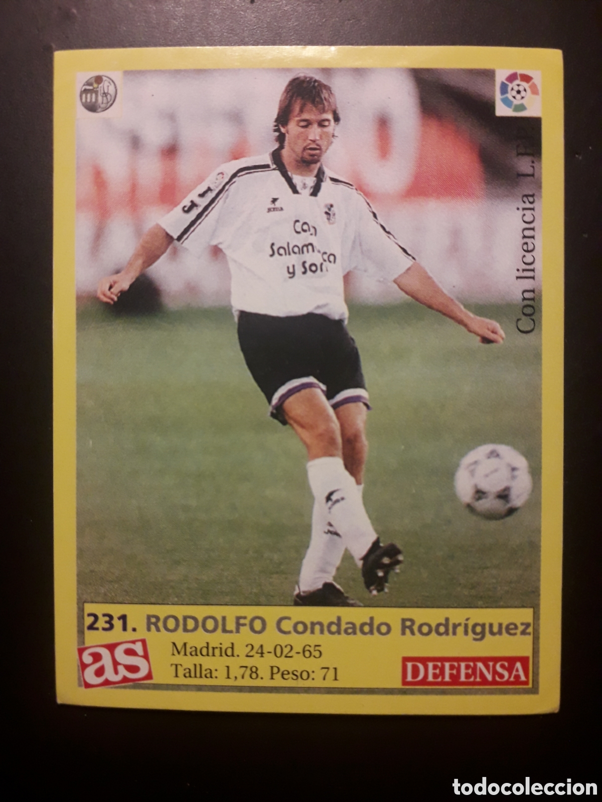 Football Stickers: RODOLFO SALAMANCA N&deg; 231 DIARIO AS LIGA 1995 1996 95 96 SIN PEGAR PEDIDO M&Iacute;NIMO 3&euro;