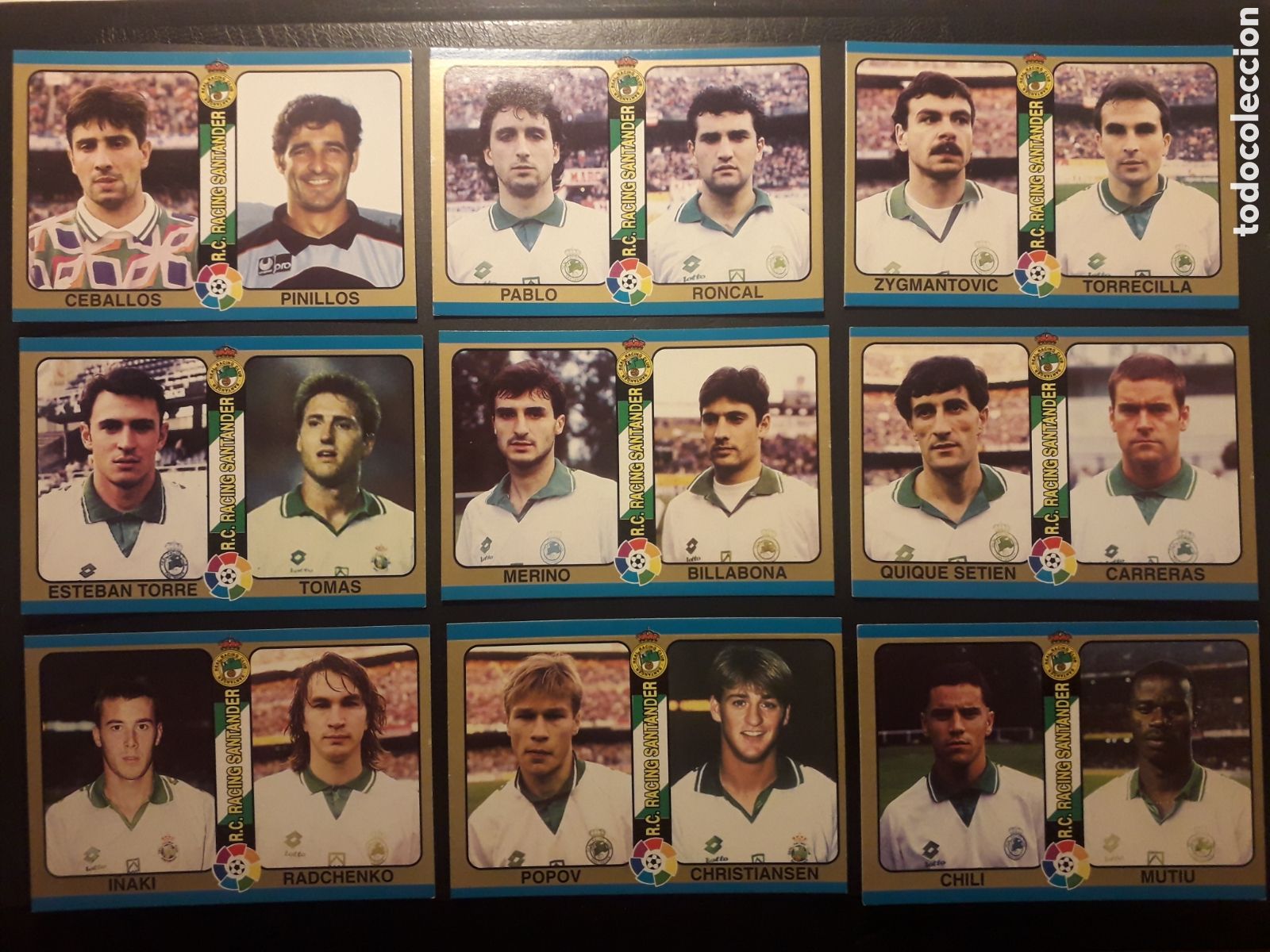 Figurine di Calcio: 9 CROMOS RACING DE SANTANDER F&Uacute;TBOL TOTAL MUNDICROMO MC 94 95 1995 EQUIPO COMPLETO PEDIDO M&Iacute;NIMO 3&euro;.