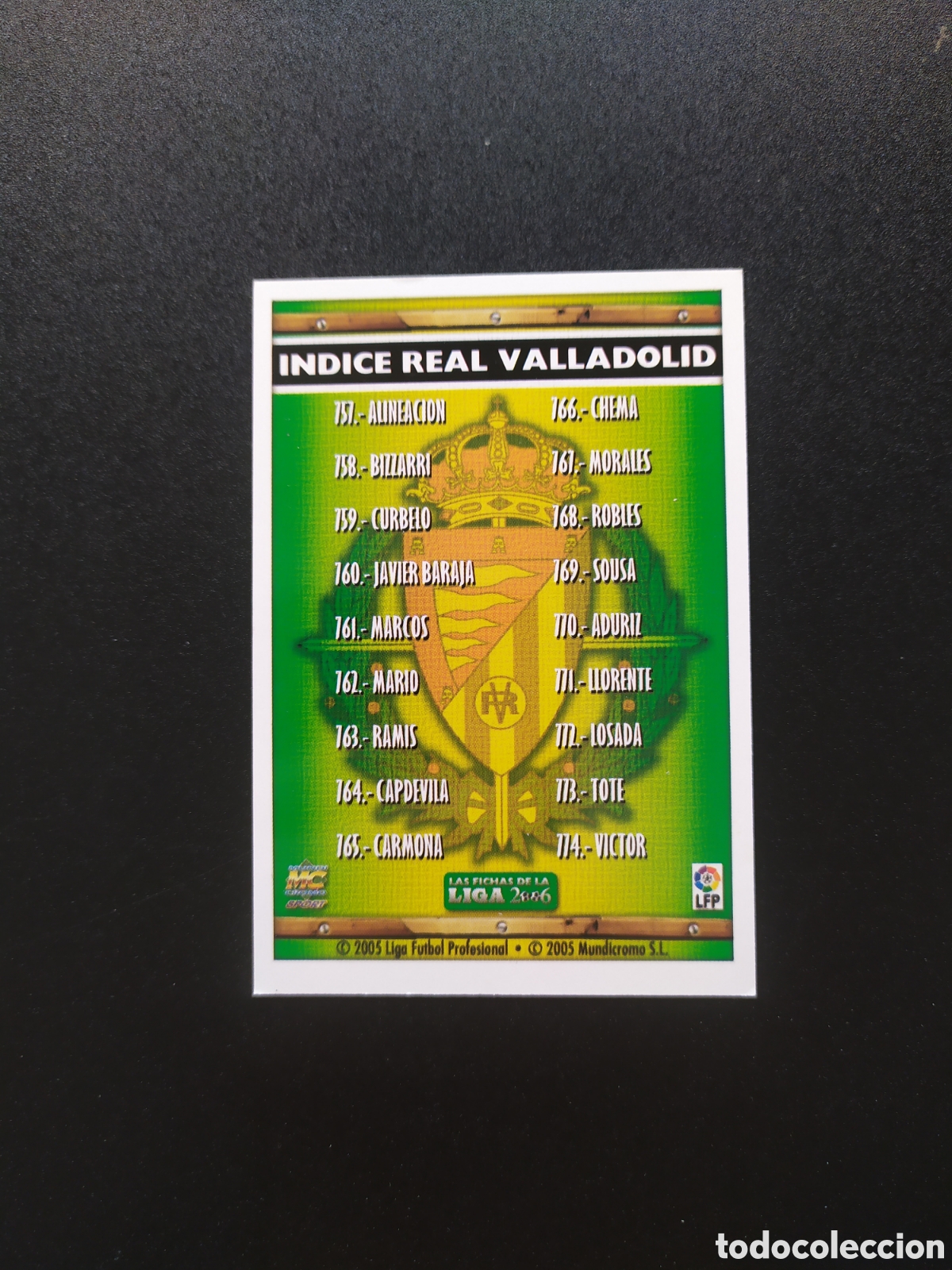 Cromos de f&uacute;tbol: Mundicromo fichas Liga 2005 2006 05 06 &iacute;ndice n&deg; 757 Valladolid