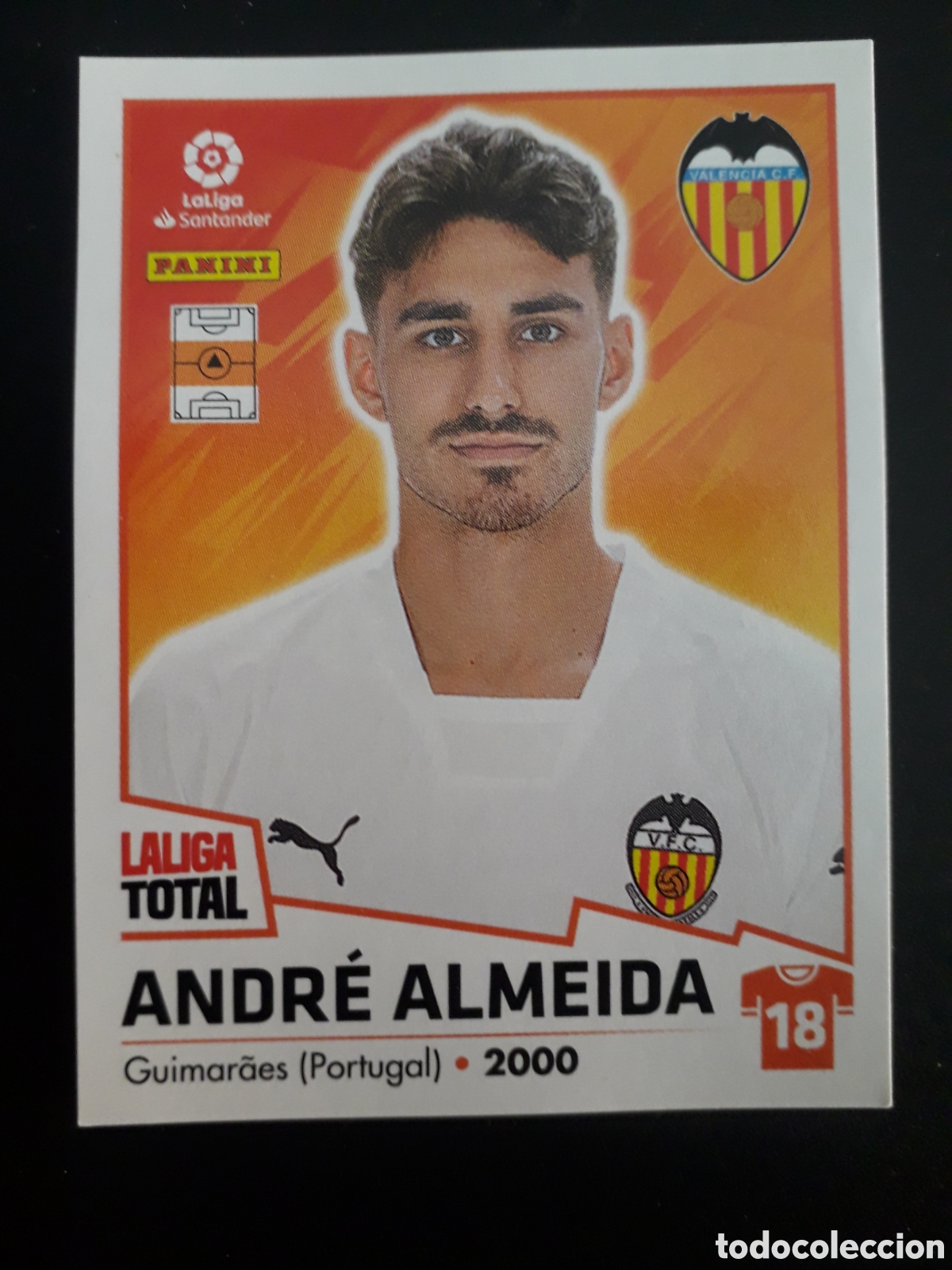 Fu&szlig;ball-Sticker: ANDR&Eacute; ALMEIDA VALENCIA CF N&deg; 389 LALIGA TOTAL 22 23 2022 2023 PANINI SIN PEGAR PEDIDO M&Iacute;NIMO 3&euro;.