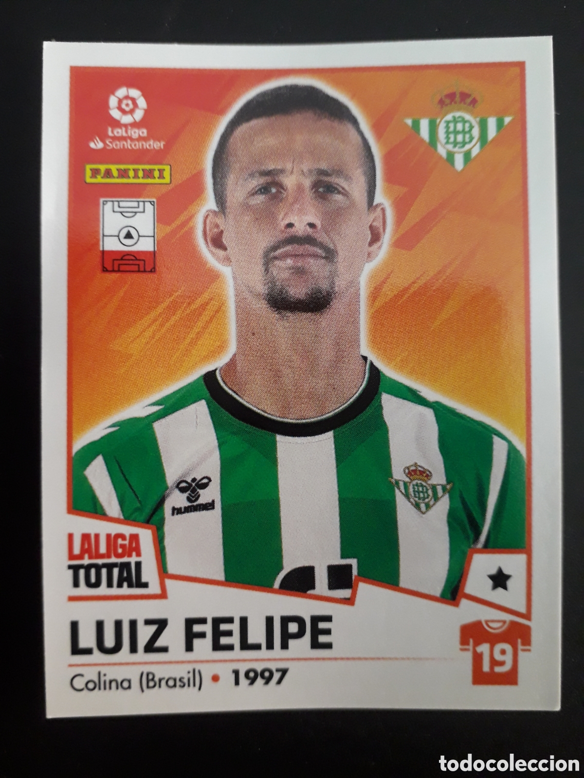 Fu&szlig;ball-Sticker: LUIZ FELIPE BETIS N&deg; 95 LALIGA TOTAL 22 23 2022 2023 PANINI SIN PEGAR PEDIDO M&Iacute;NIMO 3&euro;