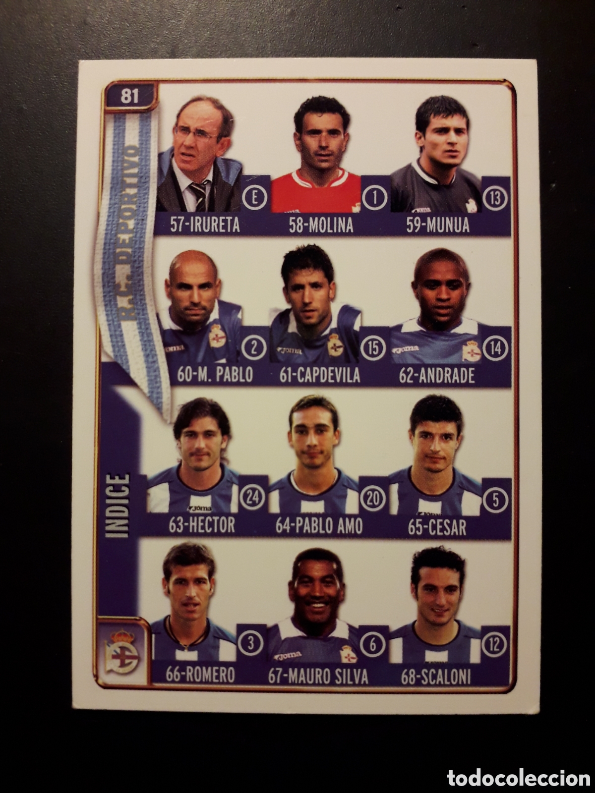 Fu&szlig;ball-Sticker: &Iacute;NDICE DEPORTIVO CORU&Ntilde;A N&deg; 81 FICHAS LIGA 2004 2005 04 05 MUNDICROMO PEDIDO M&Iacute;NIMO 3&euro;