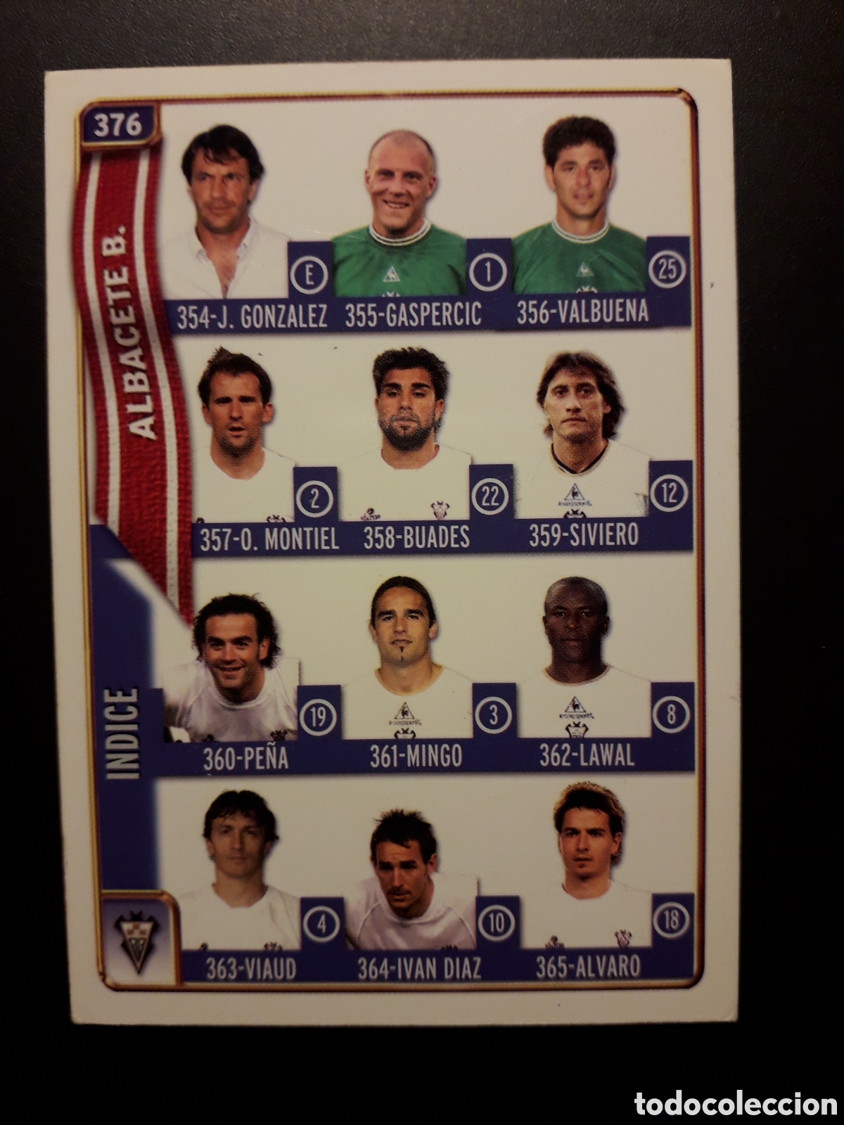 Fu&szlig;ball-Sticker: &Iacute;NDICE ALBACETE N&deg; 376 FICHAS LIGA 2004 2005 04 05 MUNDICROMO PEDIDO M&Iacute;NIMO 3&euro;