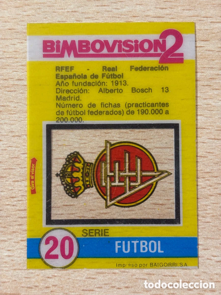 Cromos de F&uacute;tbol: Bimbovision 2 serie F&uacute;tbol n&uacute;mero 20 RFEF