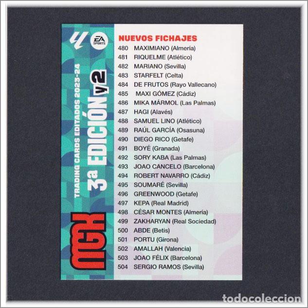 Figurine di Calcio: MEGACRACKS 2023 2024 23 24 PANINI FICHA INDICE 3&ordf; EDICI&Oacute;N 2 NUEVOS FICHAJES LIGA MEGA CRACKS MGK - 3