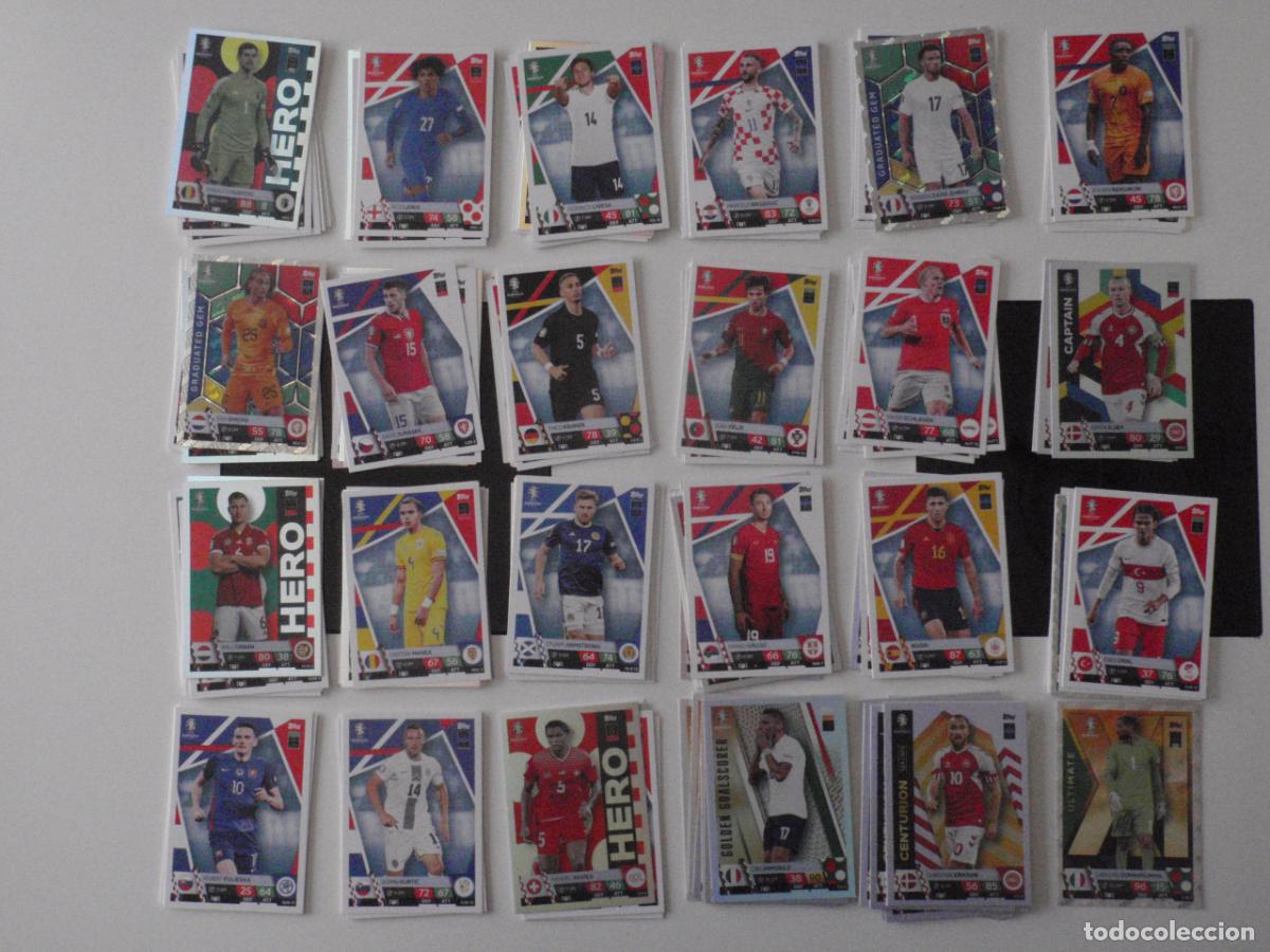 Figurine di Calcio: LOTE 154 Cromos diferentes f&uacute;tbol MATCH ATTAX EURO 2024 TRADING CARDS TOPPS