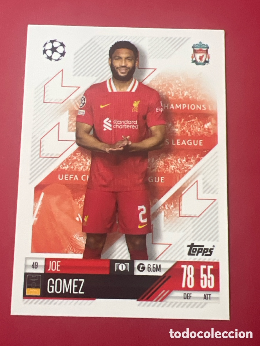 Football Stickers: C4874. 49 JOE GOMEZ LIVERPOOL MATCH ATTAX 2024 2025 24 25