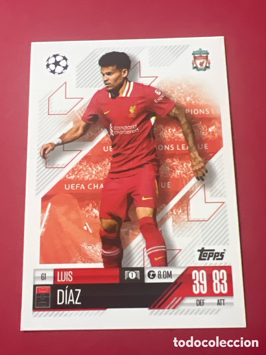 Fu&szlig;ball-Sticker: C5000. 61 LUIS DIAZ LIVERPOOL TOPPS MATCH ATTAX 2024 2025 24 25 CROMOS CARDS PANINI MEGACRACKS CARD