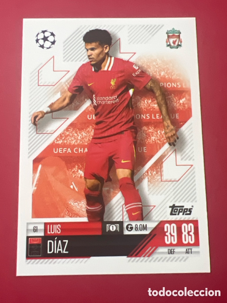 Figurine di Calcio: C5002. 61 LUIS DIAZ LIVERPOOL TOPPS MATCH ATTAX 2024 2025 24 25 CROMOS CARDS PANINI MEGACRACKS CARD