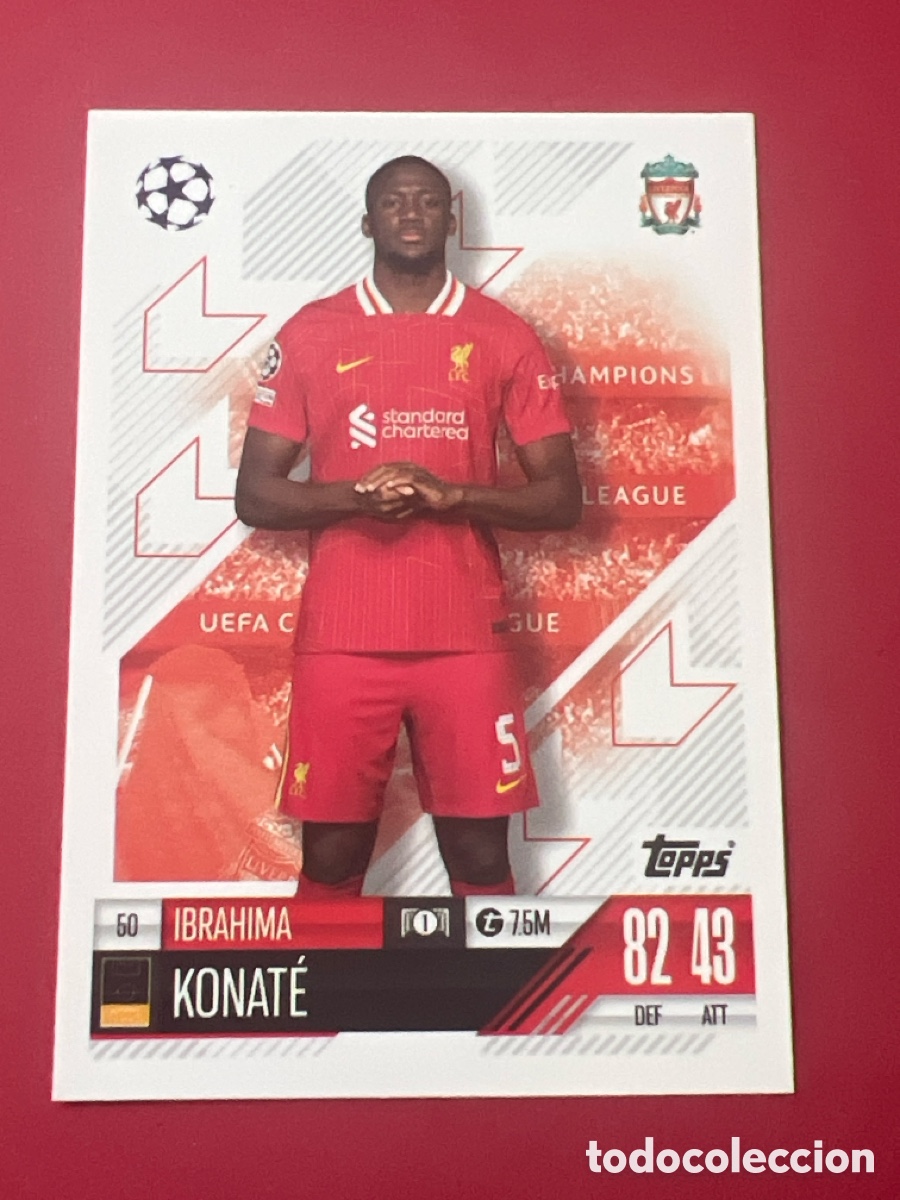 Figurine di Calcio: 50 IBRAHIMA KONATE LIVERPOOL TOPPS MATCH ATTAX 2024 2025 24 25 CROMOS CARDS PANINI MEGACRACKS CARD