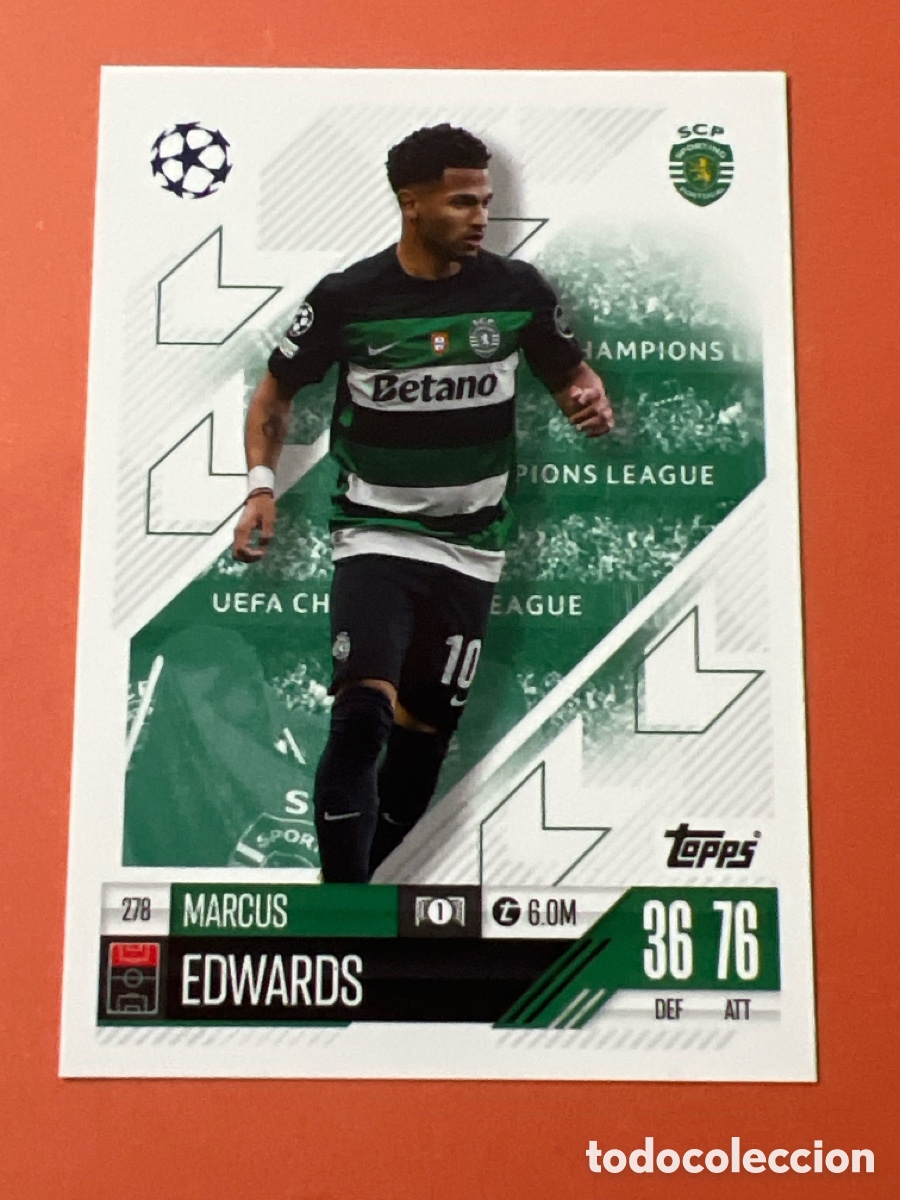 Fu&szlig;ball-Sticker: C8062. 278 MARCUS EDWARDS SPORTING SCP ATTAX TOPPS CARD CROMO 2024 2025