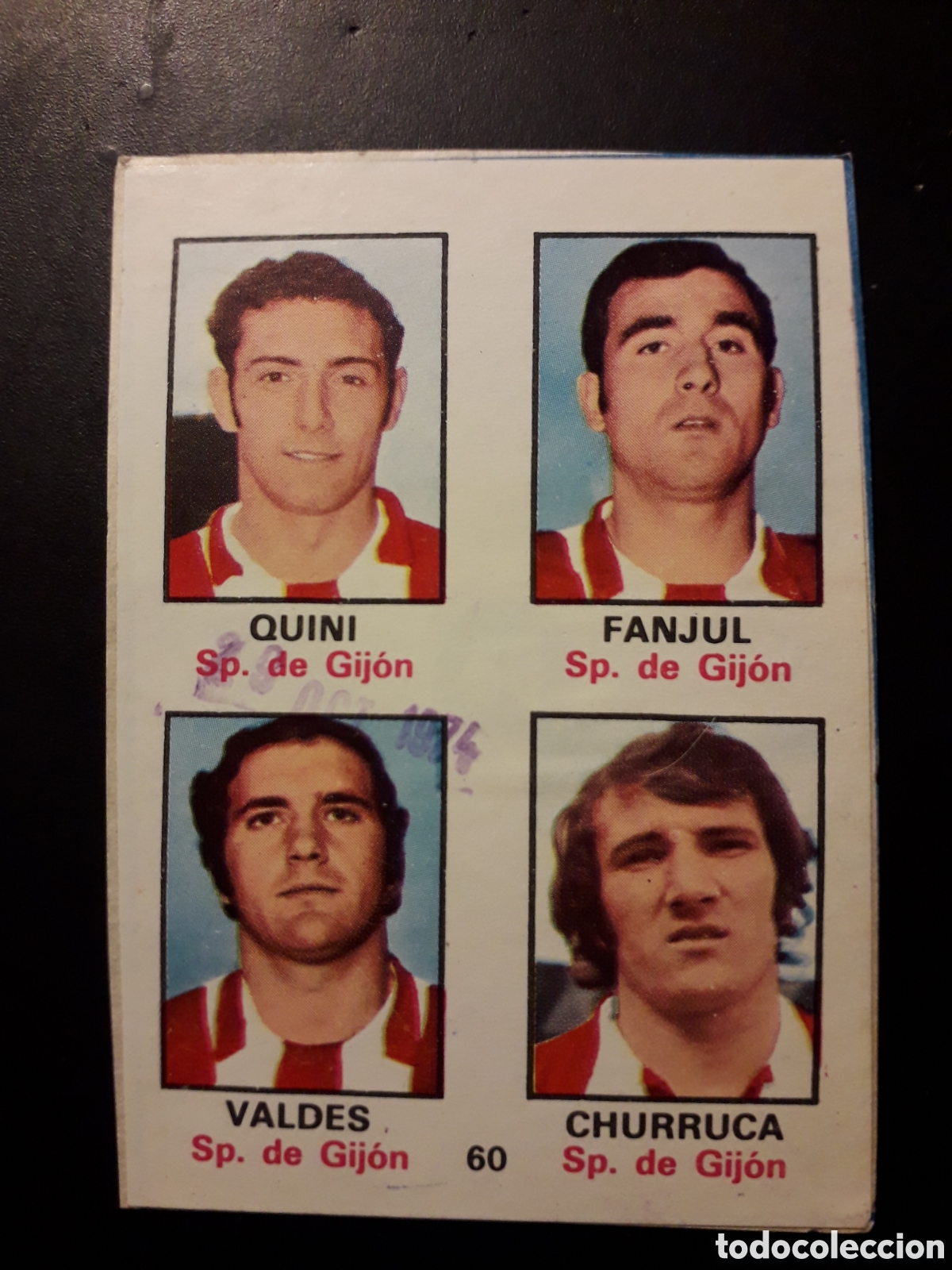 Fu&szlig;ball-Sticker: QUINI/FANJUL/VALD&Eacute;S/CHURRUCA 60 SP GIJ&Oacute;N CF FHER 1974-1975 74-75 RECORTADO ADHESIVO PEDIDO M&Iacute;NIMO 3&euro;