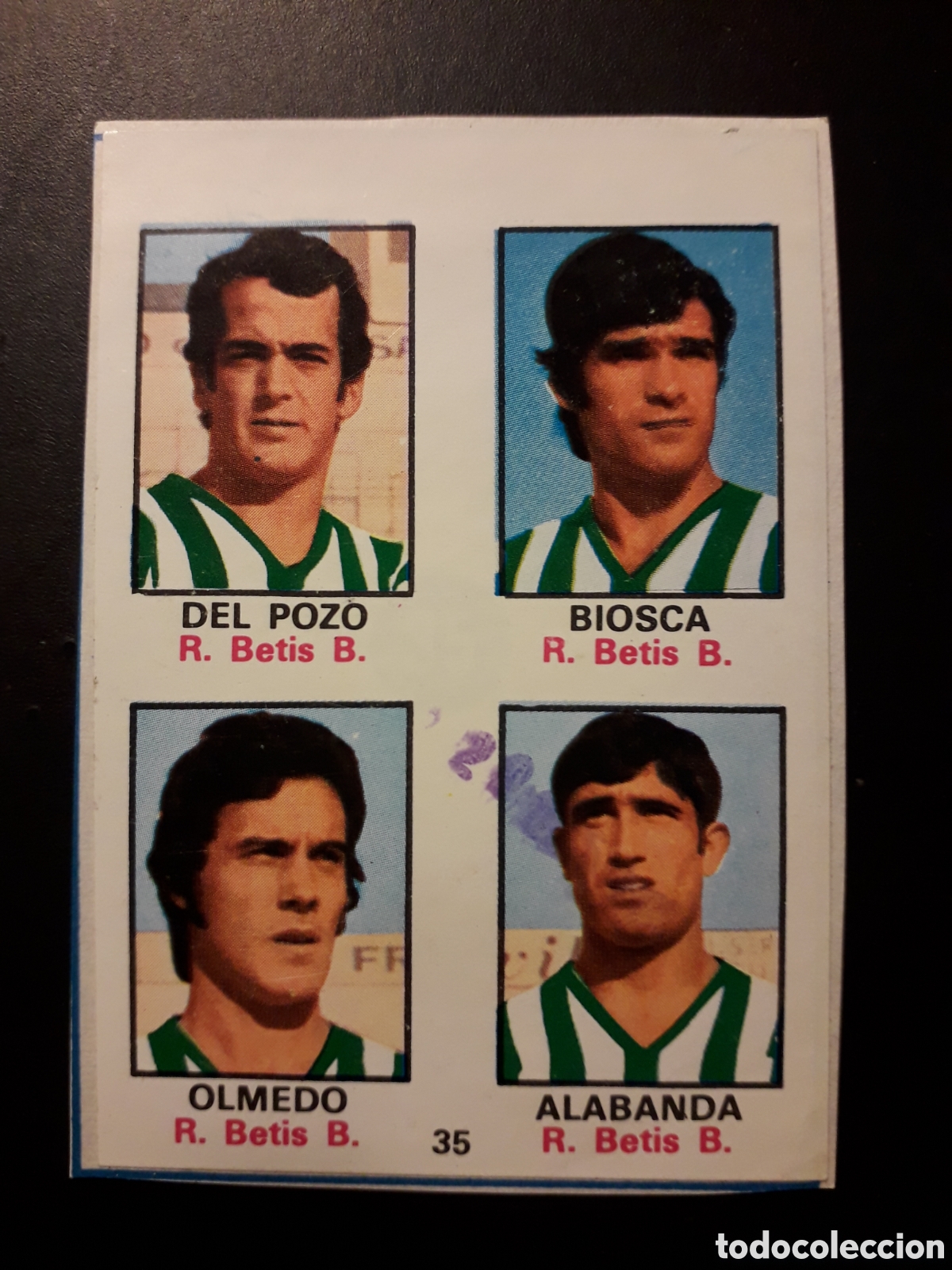 Cartes &agrave; collectionner de Football: DEL POZO/BIOSCA/OLMEDO/ALABANDA 40 BETIS FHER 1974-1975 74-75 RECORTADO ADHESIVO PEDIDO M&Iacute;NIMO 3&euro;.