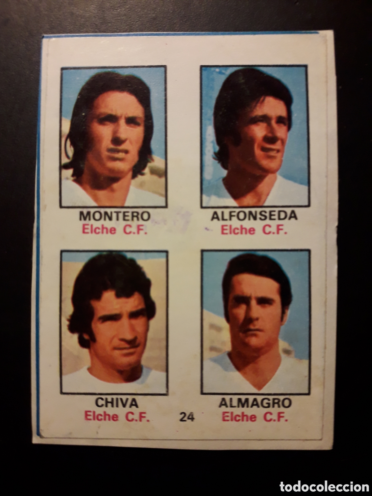 Cartes &agrave; collectionner de Football: MONTERO/ALFONSEDA/CHIVA/ALMAGRO 24 ELCHE FHER 1974-1975 74-75 RECORTADO ADHESIVO PEDIDO M&Iacute;NIMO 3&euro;