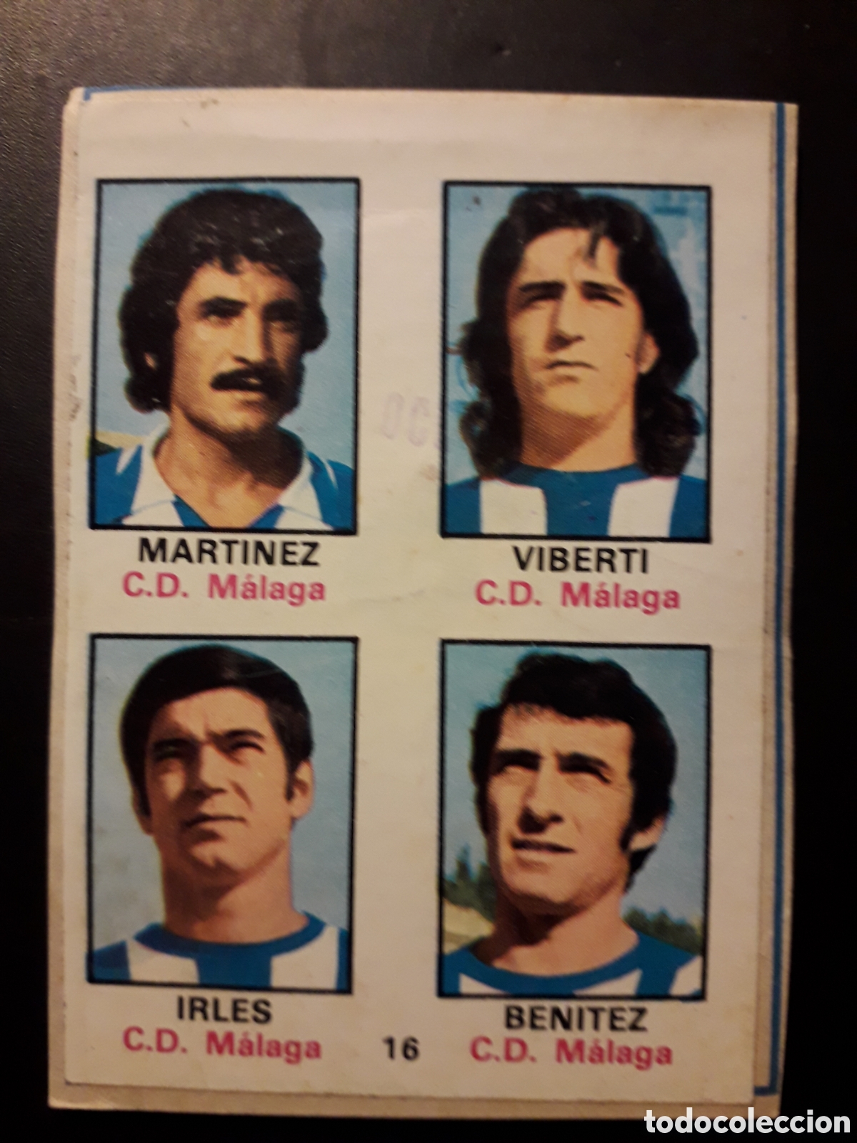 Cartes &agrave; collectionner de Football: MART&Iacute;NEZ/VIBERTI/IRLES/BEN&Iacute;TEZ 16 M&Aacute;LAGA FHER 1974-1975 74-75 RECORTADO ADHESIVO PEDIDO M&Iacute;NIMO 3&euro;