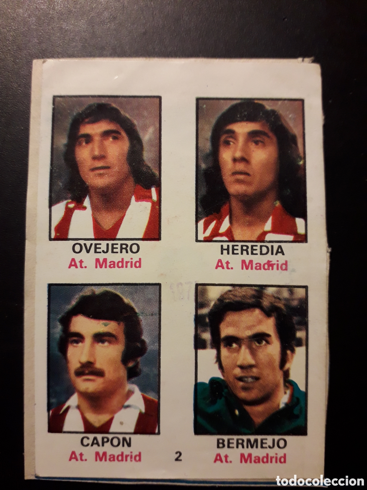 Cartes &agrave; collectionner de Football: OVEJERO/HEREDIA/CAP&Oacute;N/BERMEJO 2 AT MADRID FHER 1974-1975 74-75 RECORTADO ADHESIVO PEDIDO M&Iacute;NIMO 3&euro;.